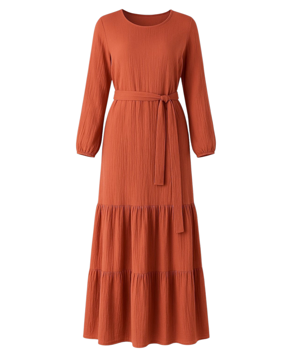 Sommerkleid Musselin-Kleid, 100 % Baumwolle, Volantsaum, Gürtel, Gr. 36–50