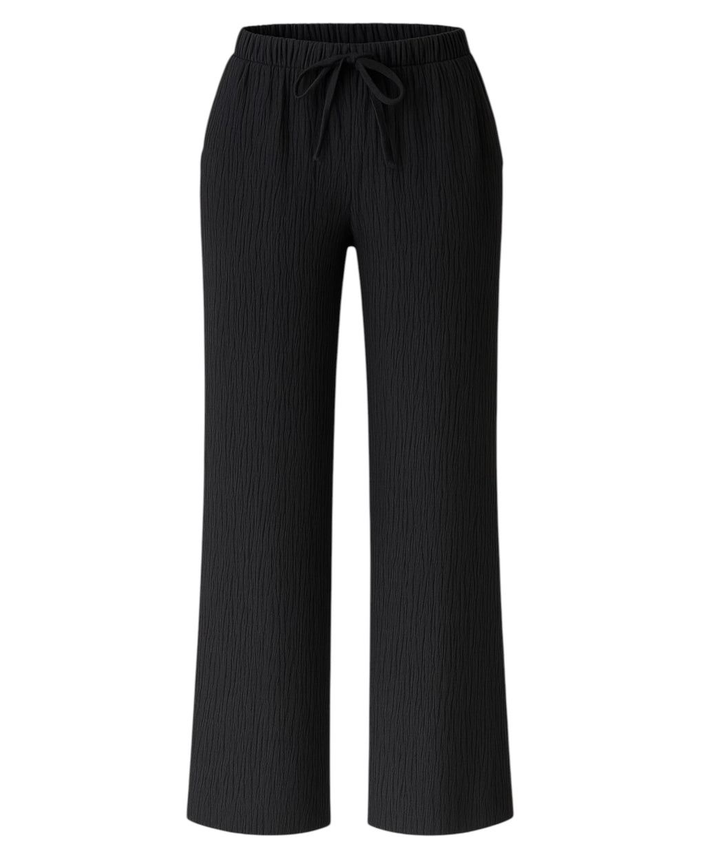 Palazzohose Damen Sommerhose Crinkle Marlene-Hose mit weitem Bein