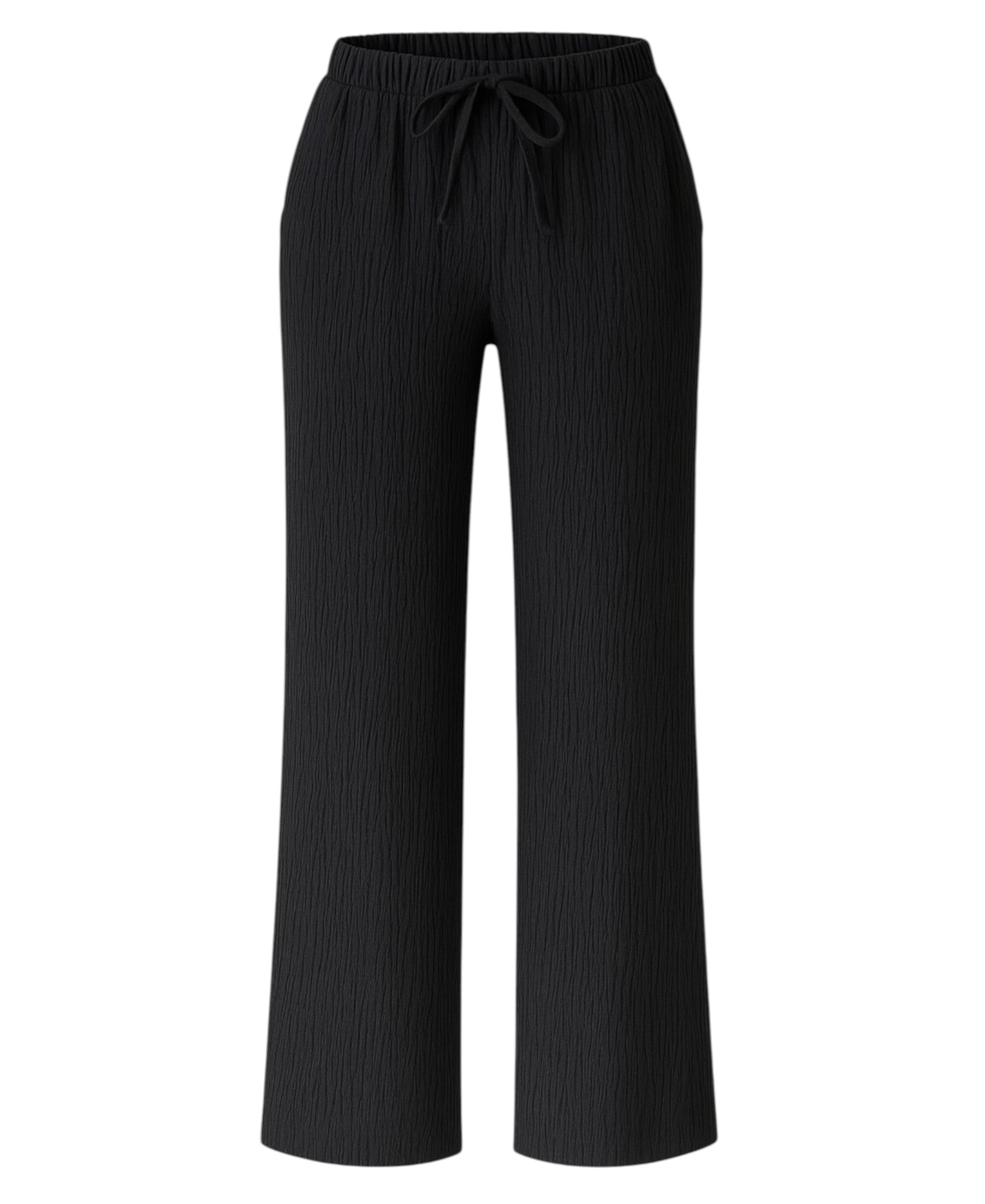 Palazzohose Damen Sommerhose Crinkle Marlene-Hose mit weitem Bein