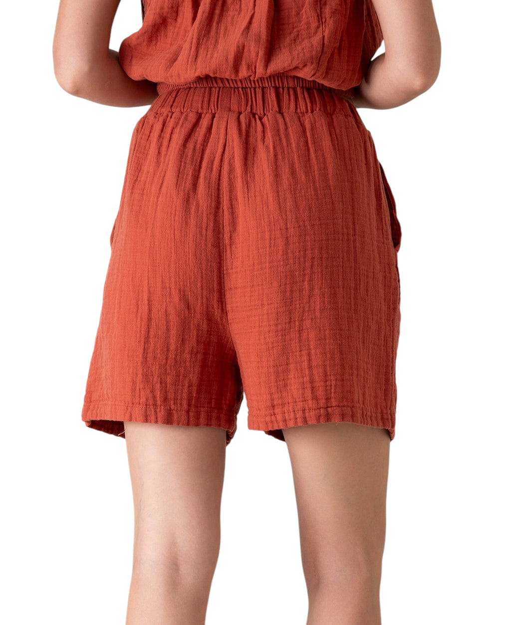 Shorts Musselin Sommer-Hose, 100 % Baumwolle, elastischer Bund luftiger Schnitt