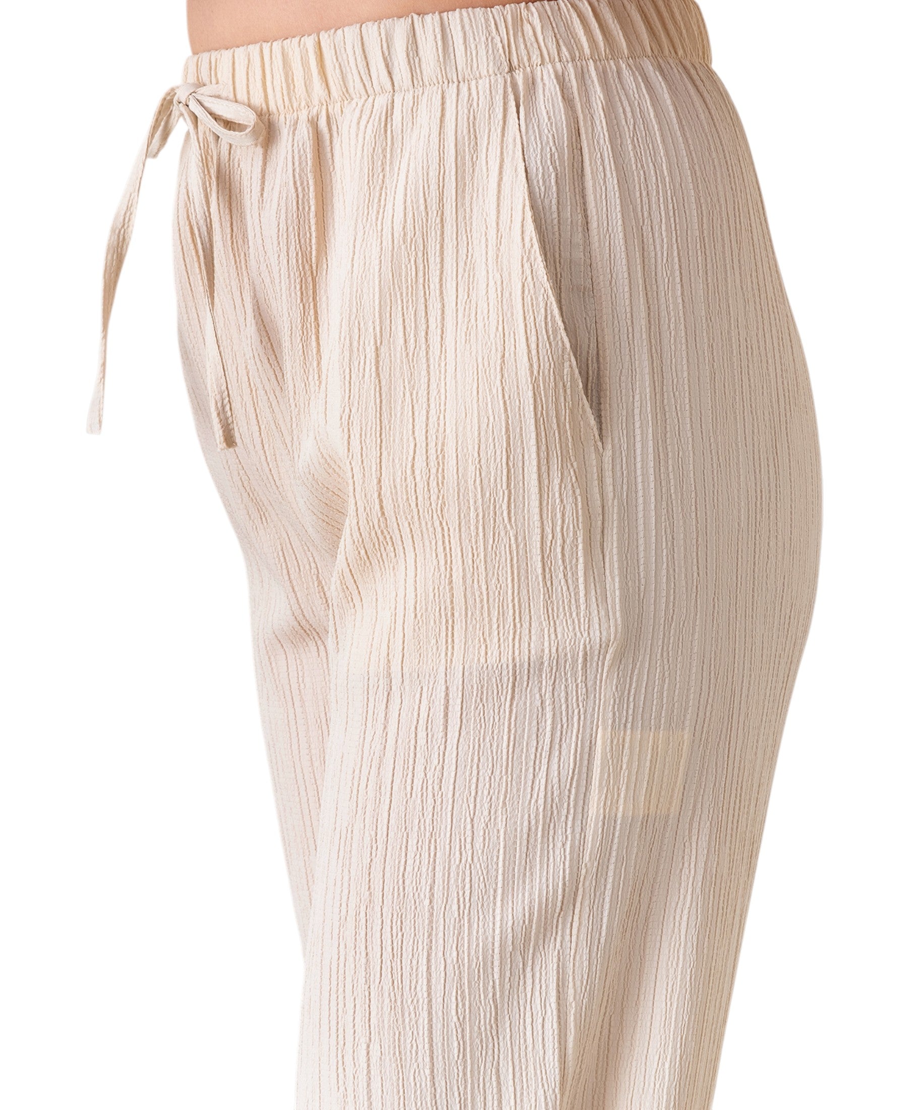 Palazzohose Damen Sommerhose Crinkle Marlene-Hose mit weitem Bein