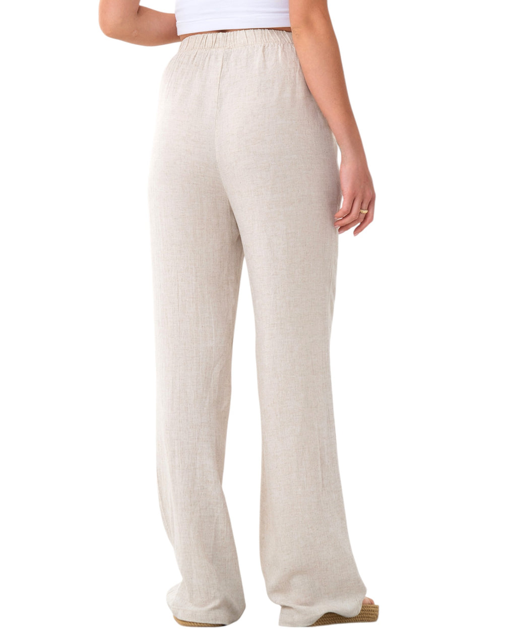 Leinenhose Damen mit Kordelzug, Stoffhose aus hochwertigem Leinenmix