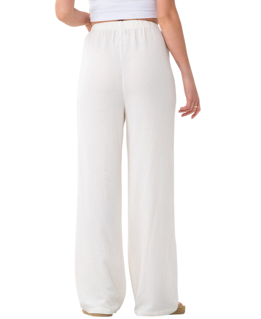 Leinenhose Damen mit Kordelzug, Stoffhose aus hochwertigem Leinenmix