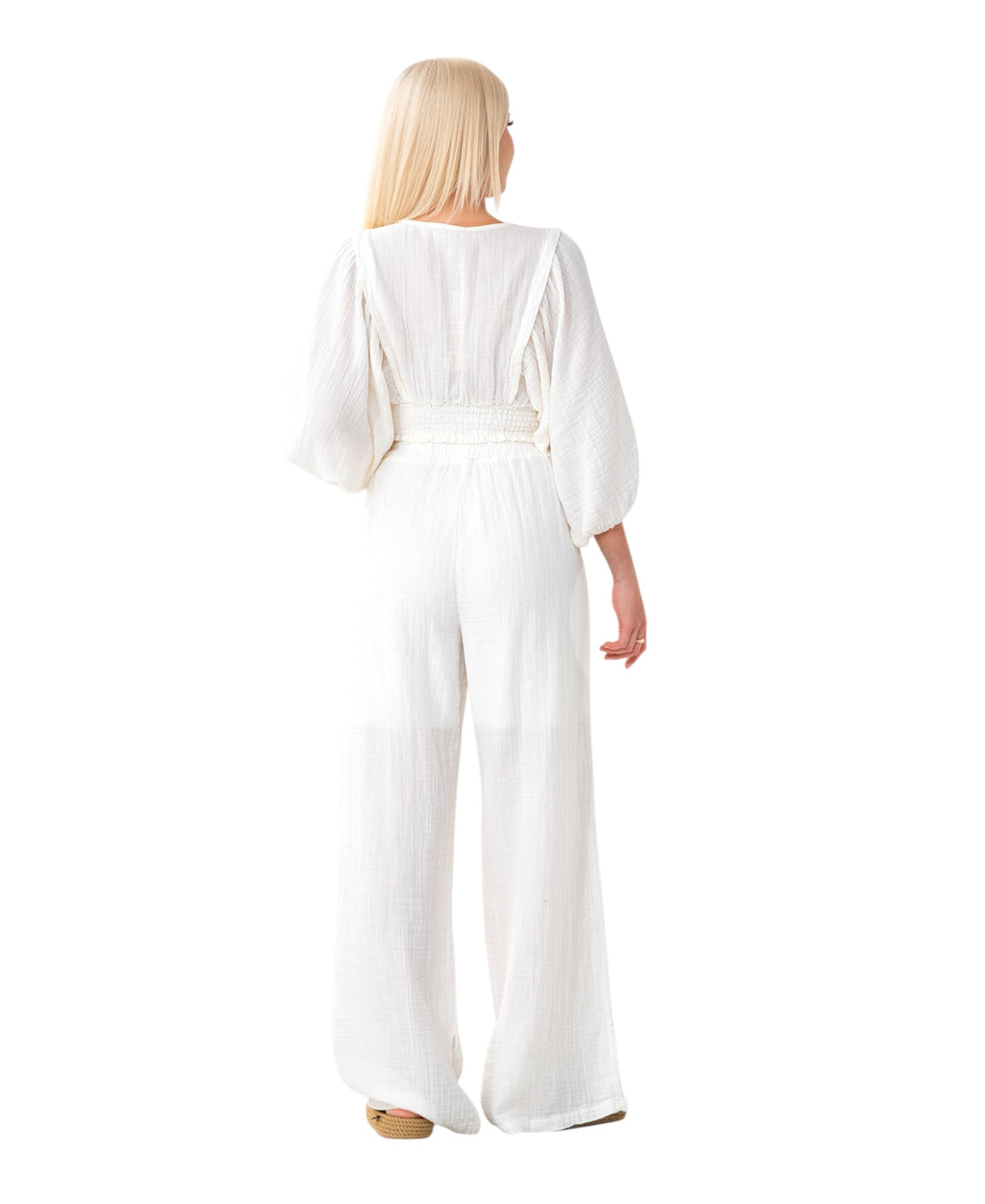 Crop-Top Set Damen Musselin-Zweiteiler mit Hose, Wickel-Top & V-Ausschnitt