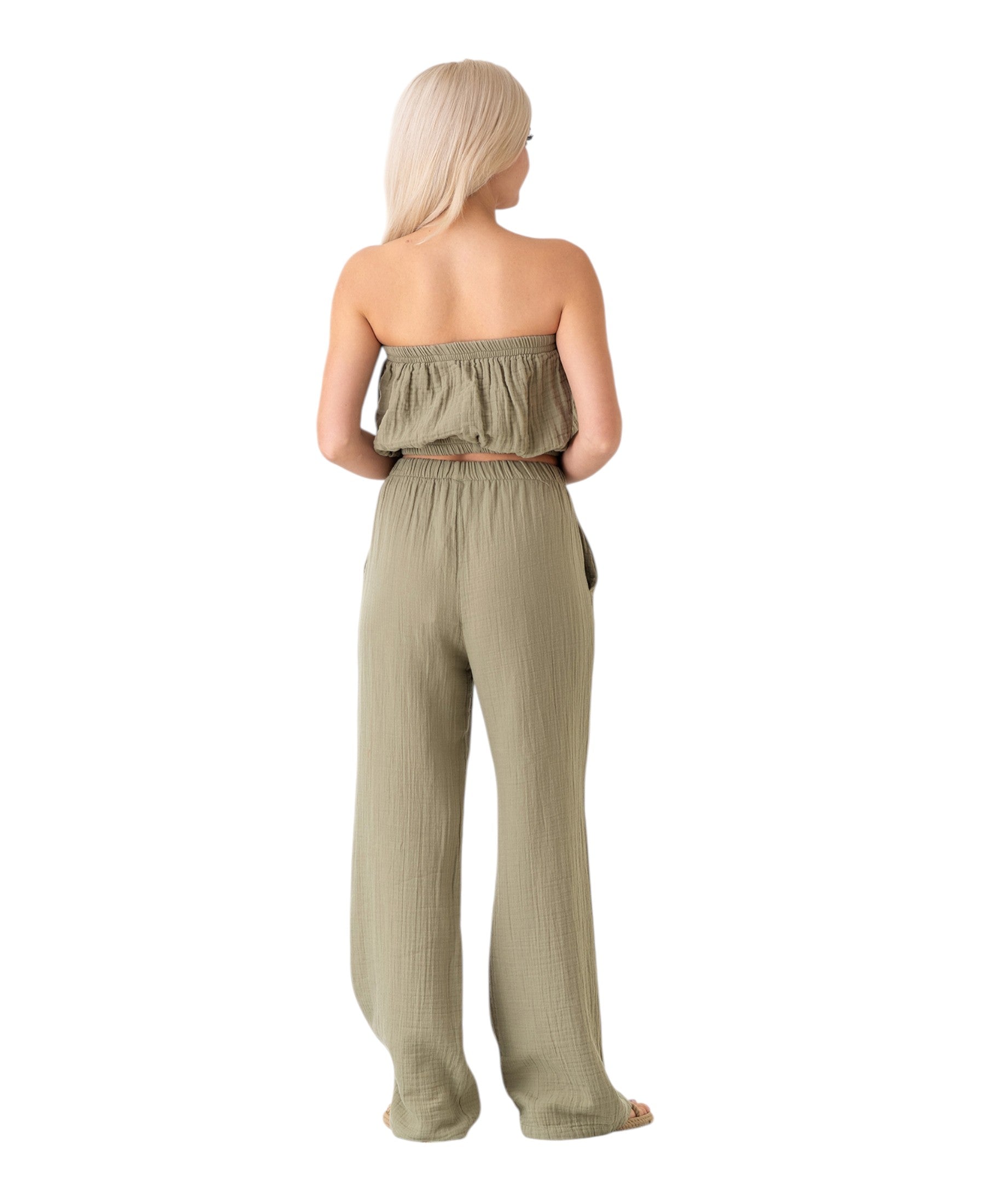 Crop-Top – Trägerloses Musselin-Oberteil mit Gummizug aus 100 % Baumwolle