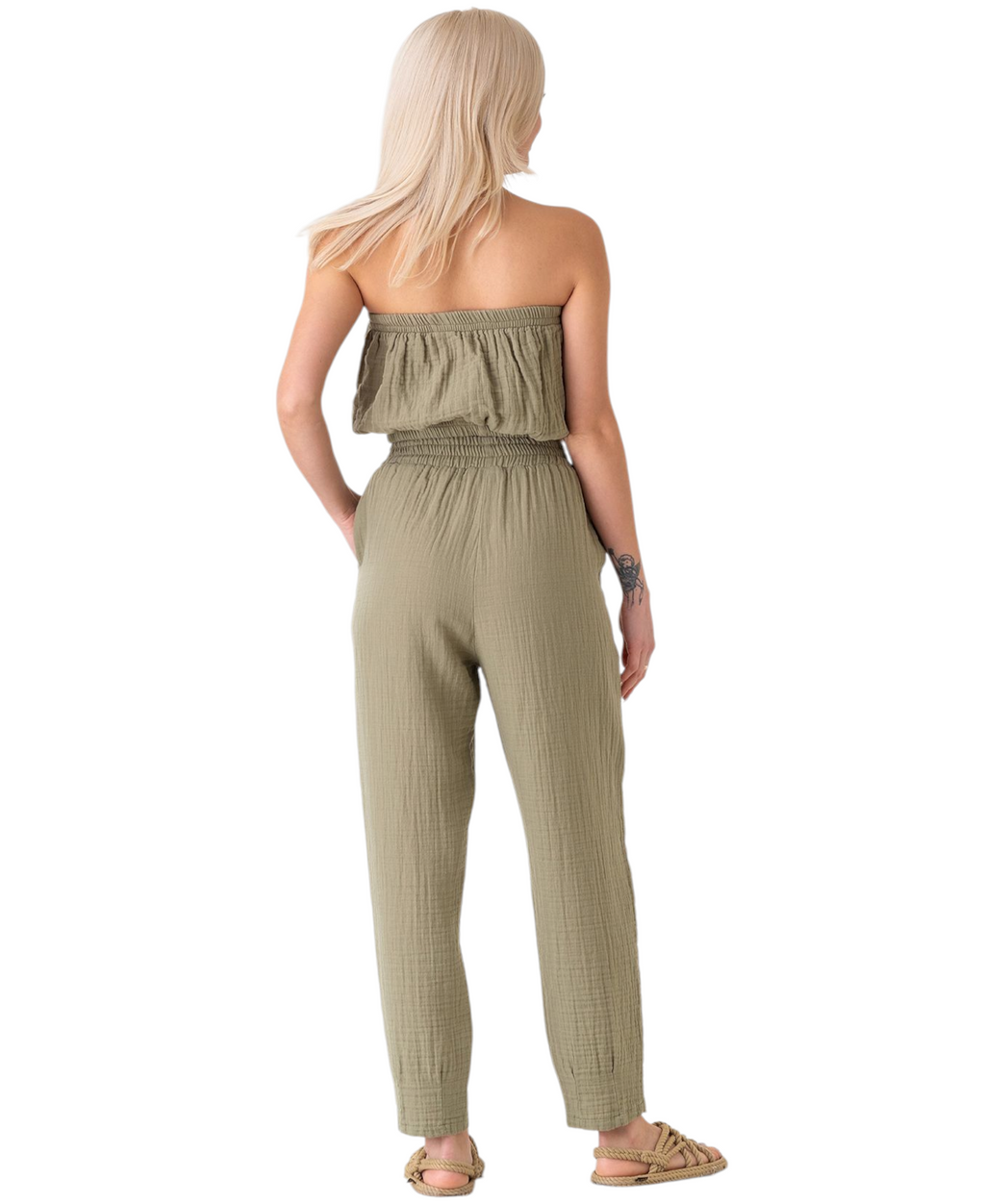 Schlupfhose Musselin Sommerhose, 100 % Baumwolle, elastischer Bund, Knöchellänge