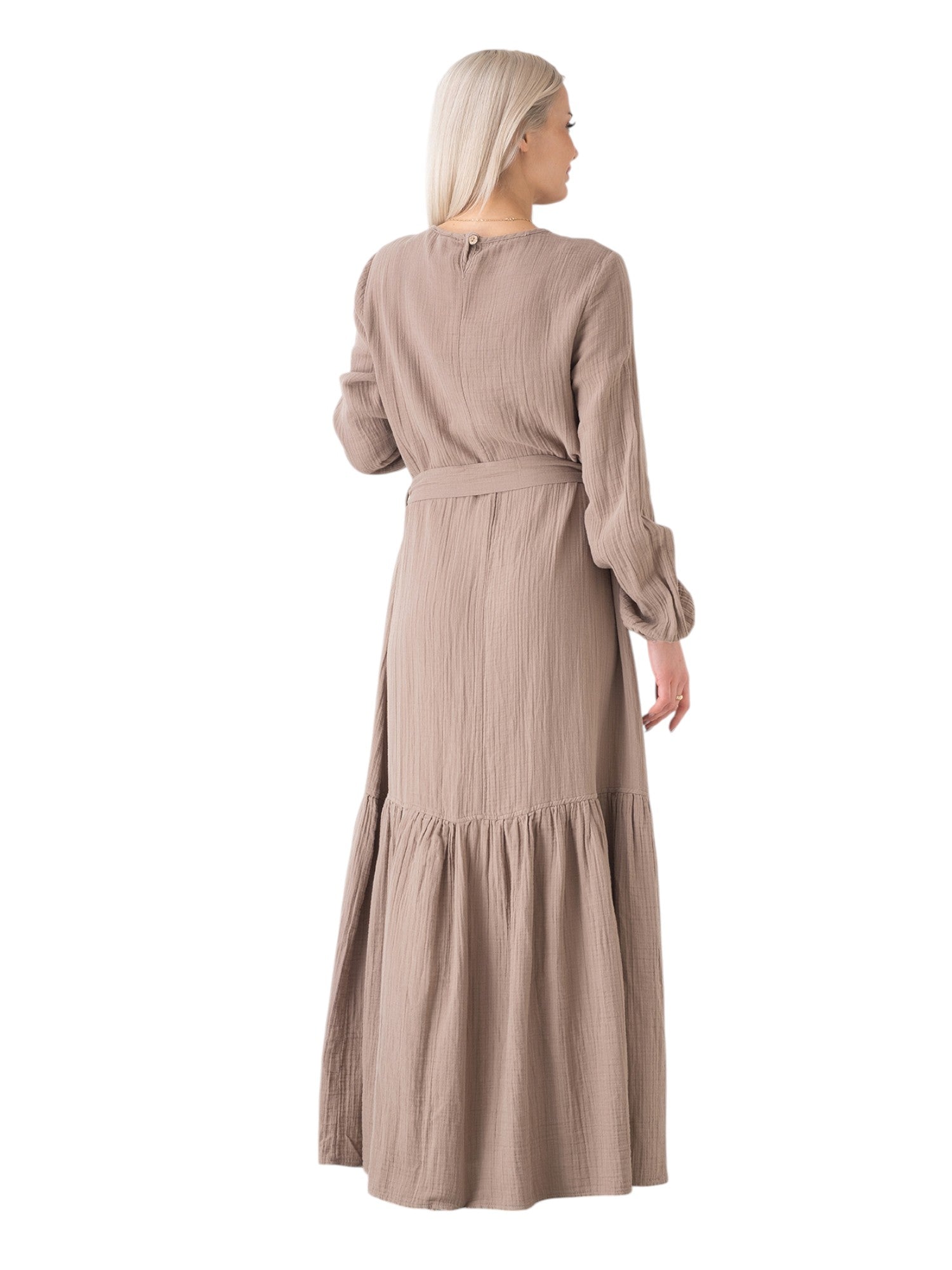 Sommerkleid Musselin-Kleid, 100 % Baumwolle, Volantsaum, Gürtel, Gr. 36–50