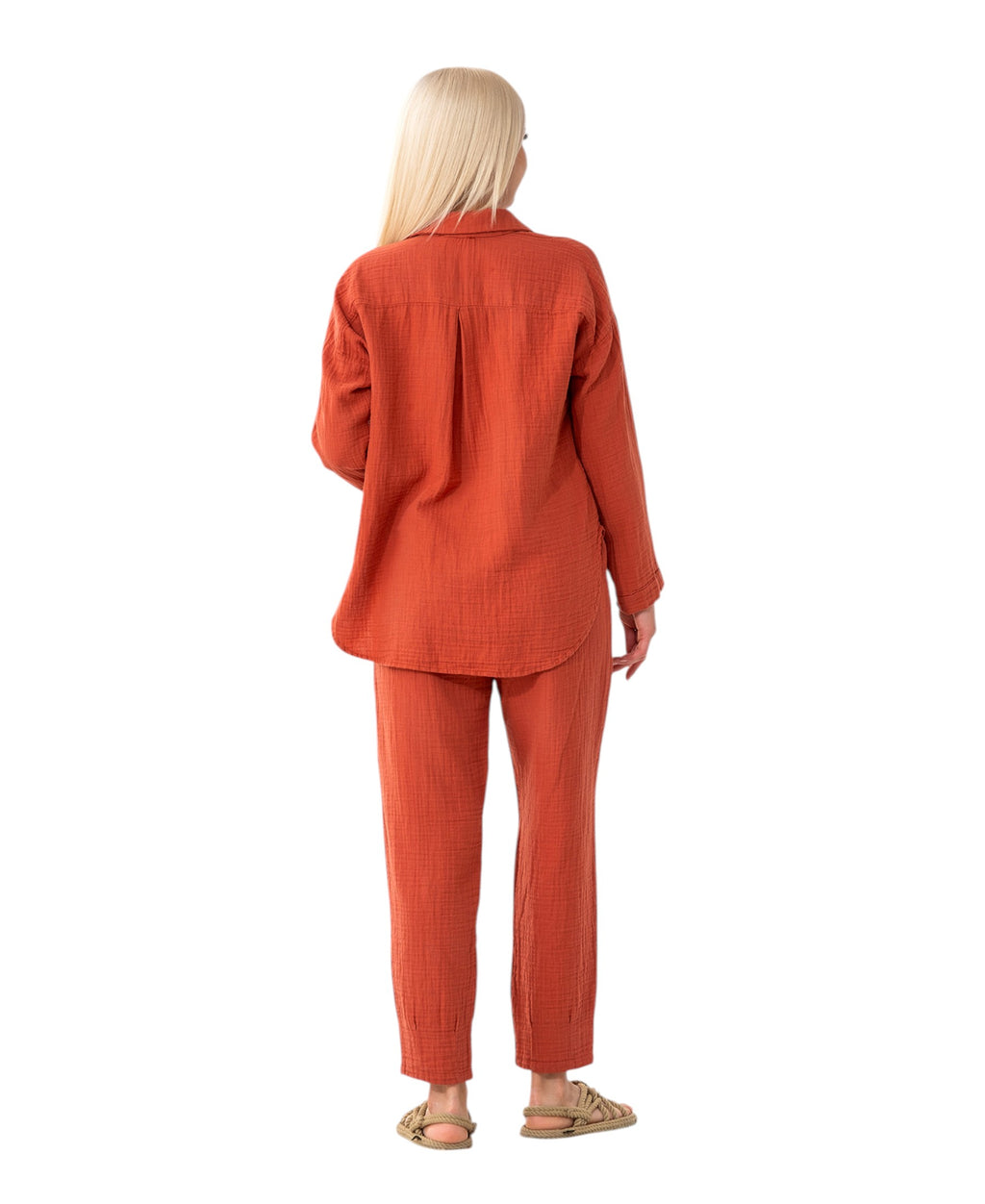 Hemdbluse Damen aus Musselin - Oversize Bluse Langarm mit Kragen