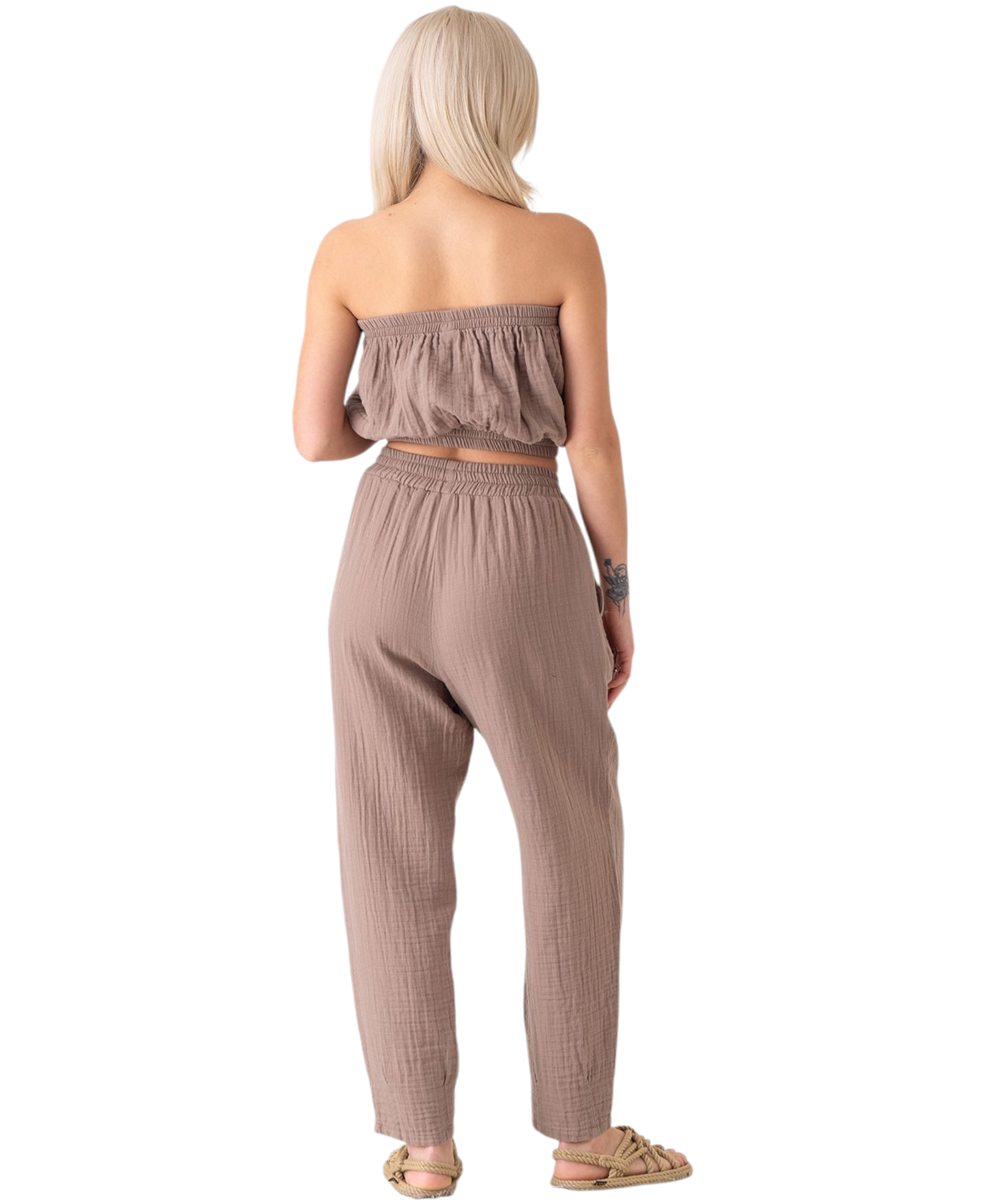 Schlupfhose Musselin Sommerhose, 100 % Baumwolle, elastischer Bund, Knöchellänge