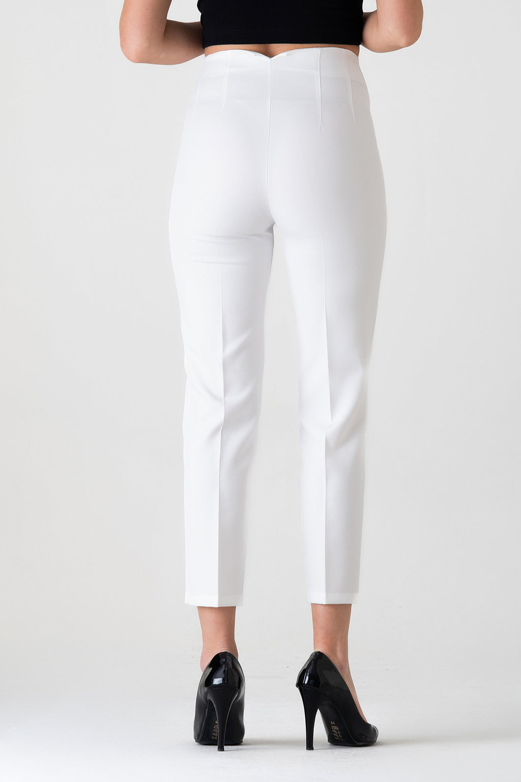 Bügelfaltenhose Damen Hose Elegant Slim Fit Stretch mit V-Detail