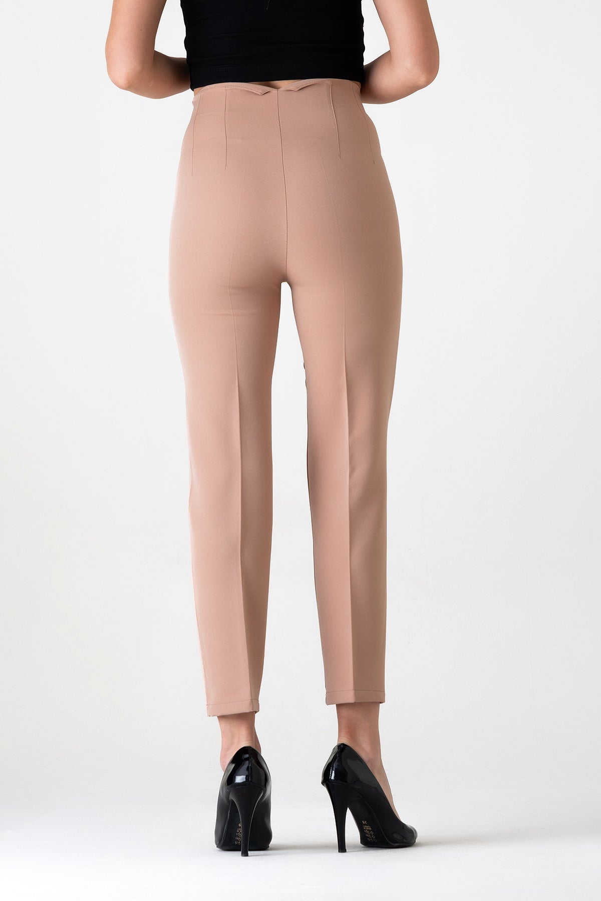 Bügelfaltenhose Damen Hose Elegant Slim Fit Stretch mit V-Detail