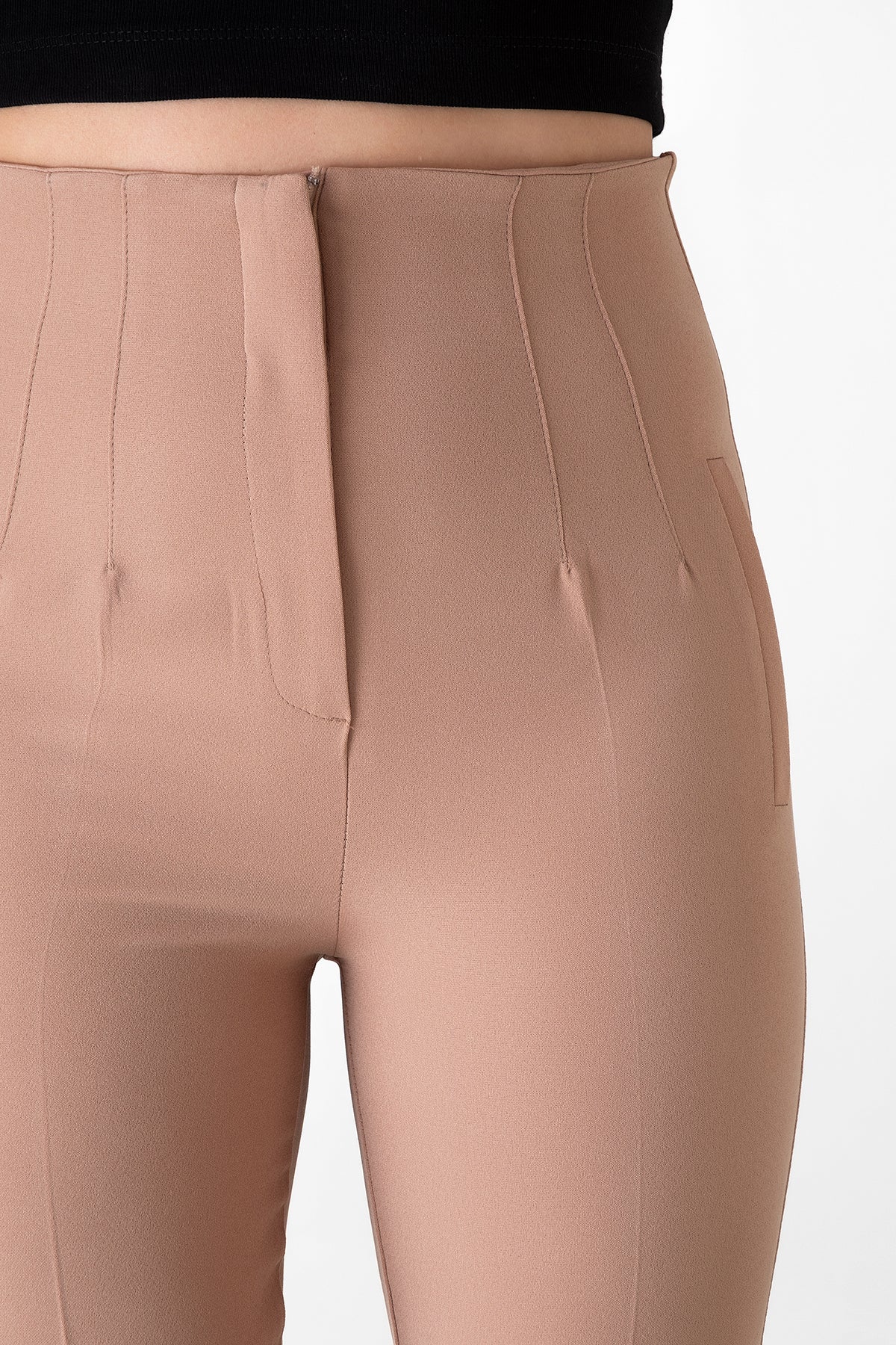 Bügelfaltenhose Damen Hose Elegant Slim Fit Stretch mit V-Detail