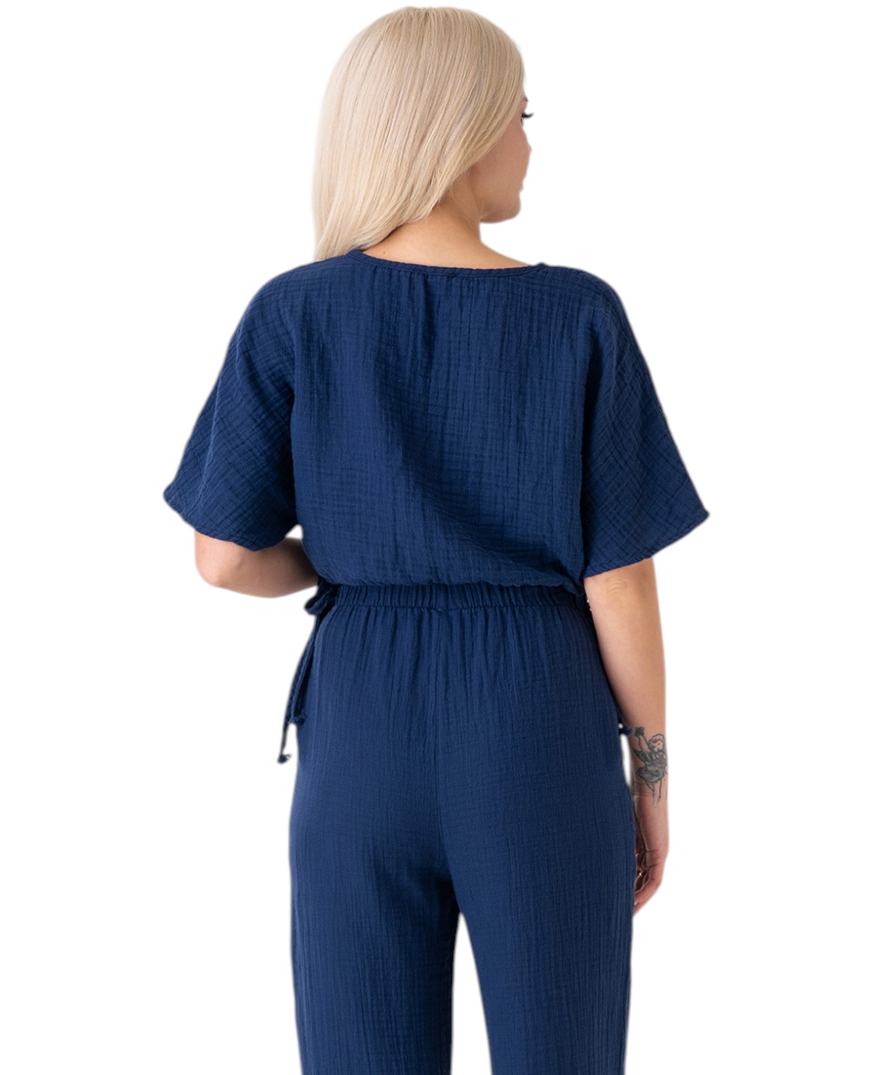 Crop-Top – Luftiges Musselin-Oberteil mit Tunnelzug und V-Ausschnitt