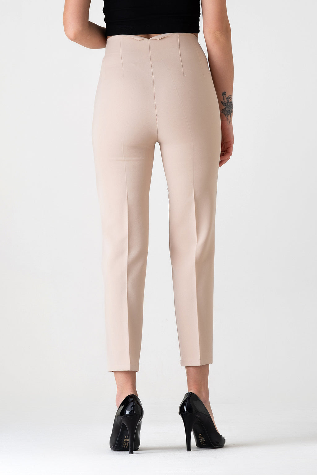 Bügelfaltenhose Damen Hose Elegant Slim Fit Stretch mit V-Detail