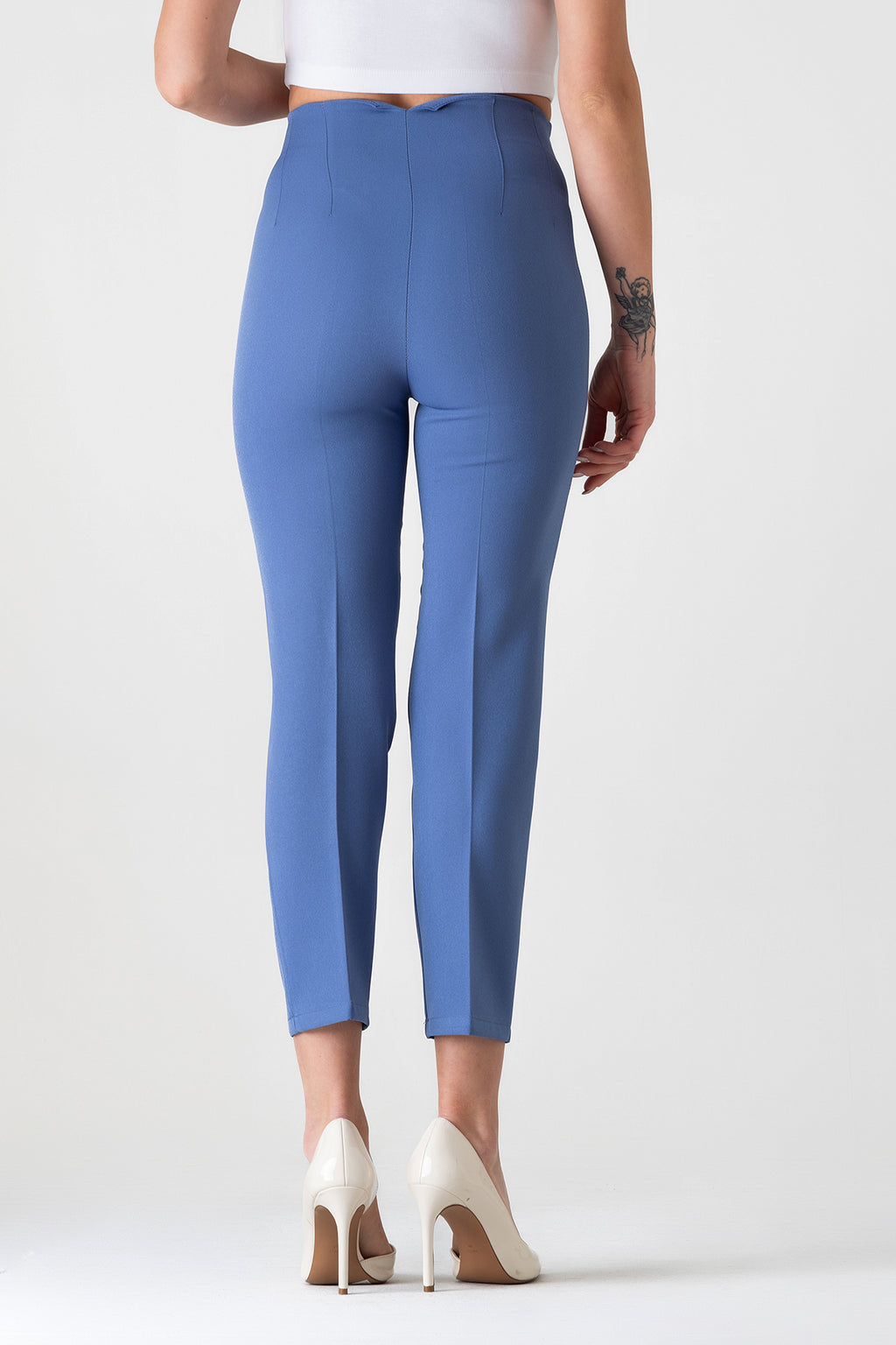 Bügelfaltenhose Damen Hose Elegant Slim Fit Stretch mit V-Detail