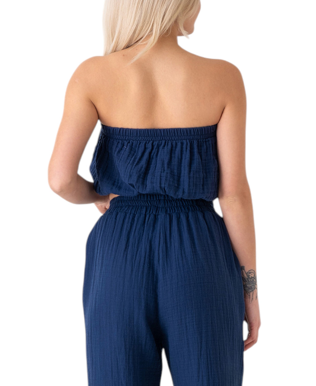 Crop-Top – Trägerloses Musselin-Oberteil mit Gummizug aus 100 % Baumwolle