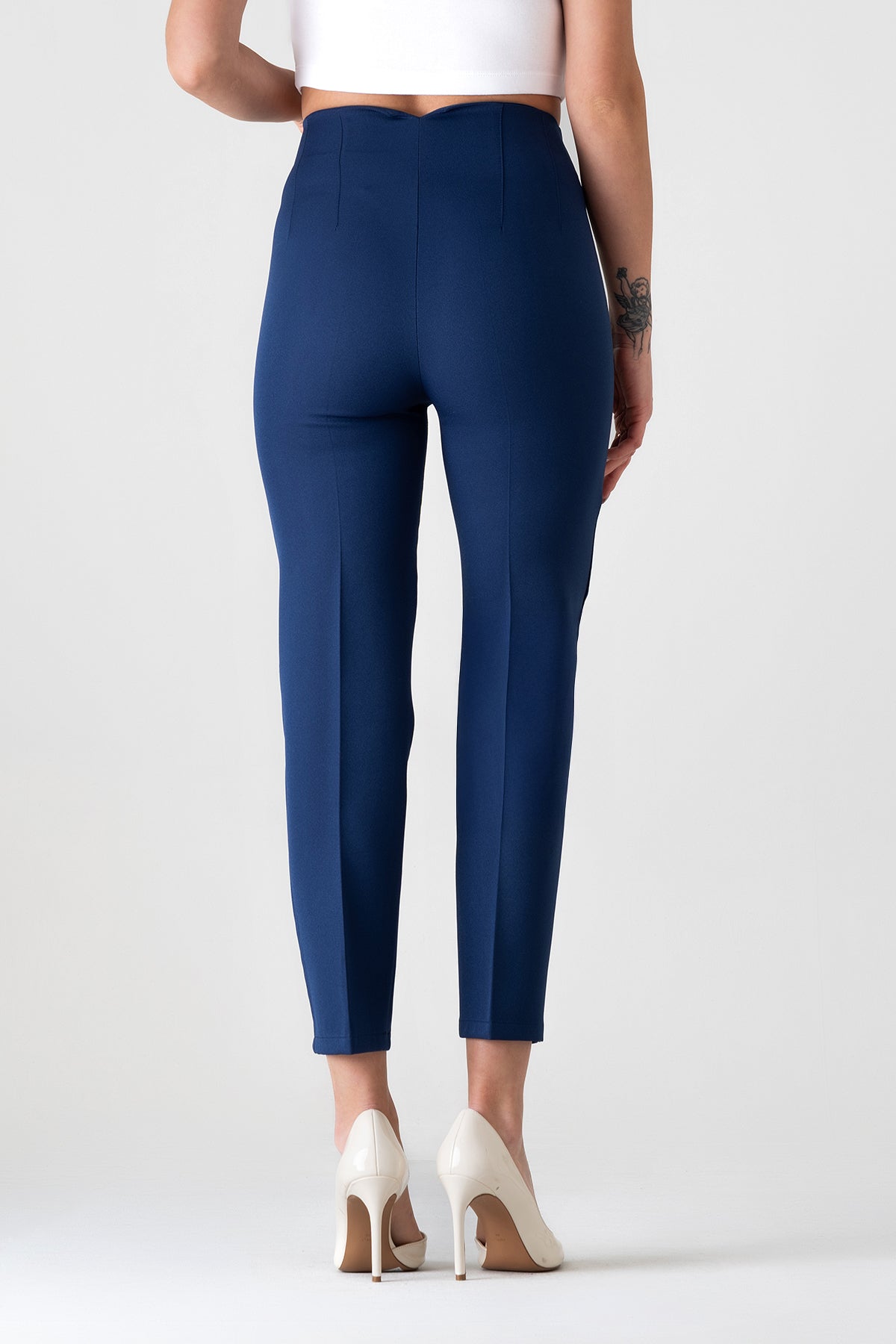 Bügelfaltenhose Damen Hose Elegant Slim Fit Stretch mit V-Detail