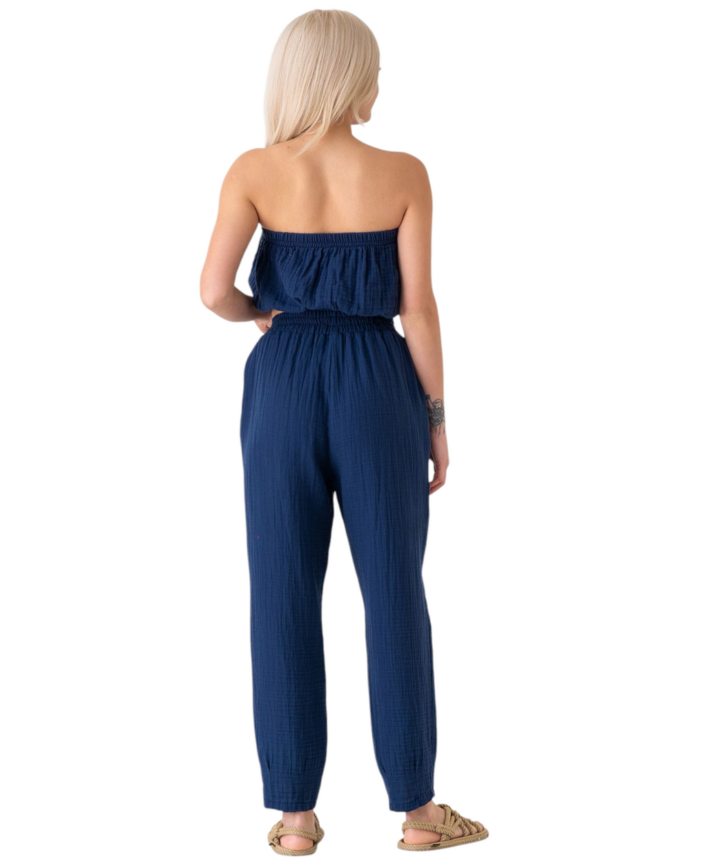 Schlupfhose Musselin Sommerhose, 100 % Baumwolle, elastischer Bund, Knöchellänge