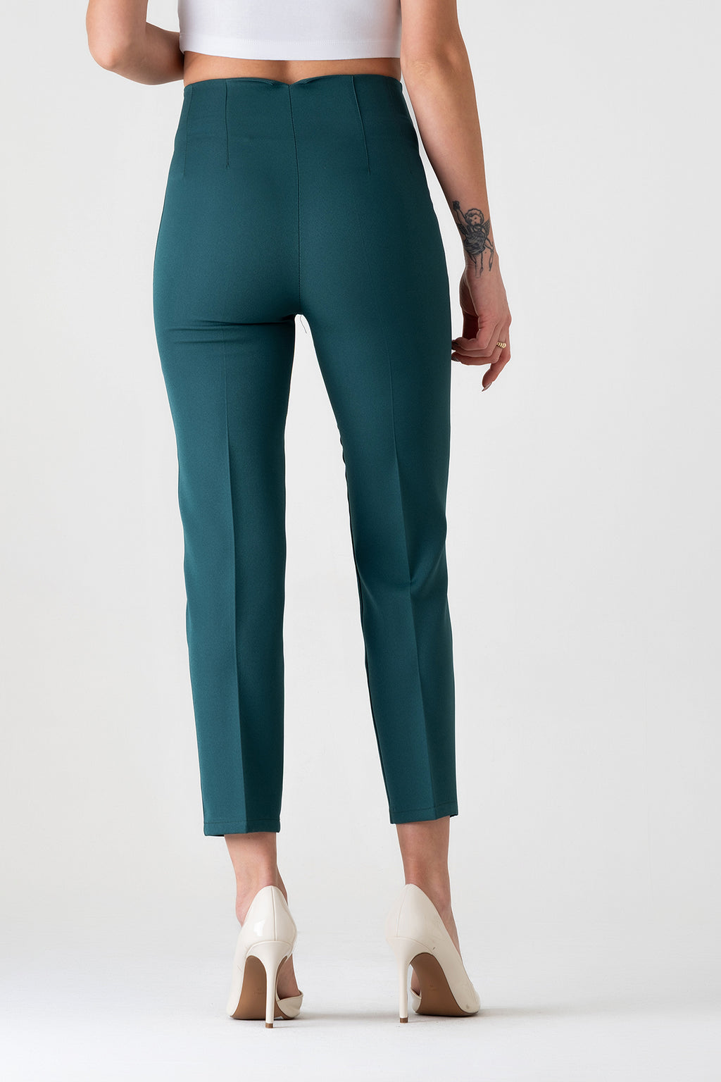 Bügelfaltenhose Damen Hose Elegant Slim Fit Stretch mit V-Detail