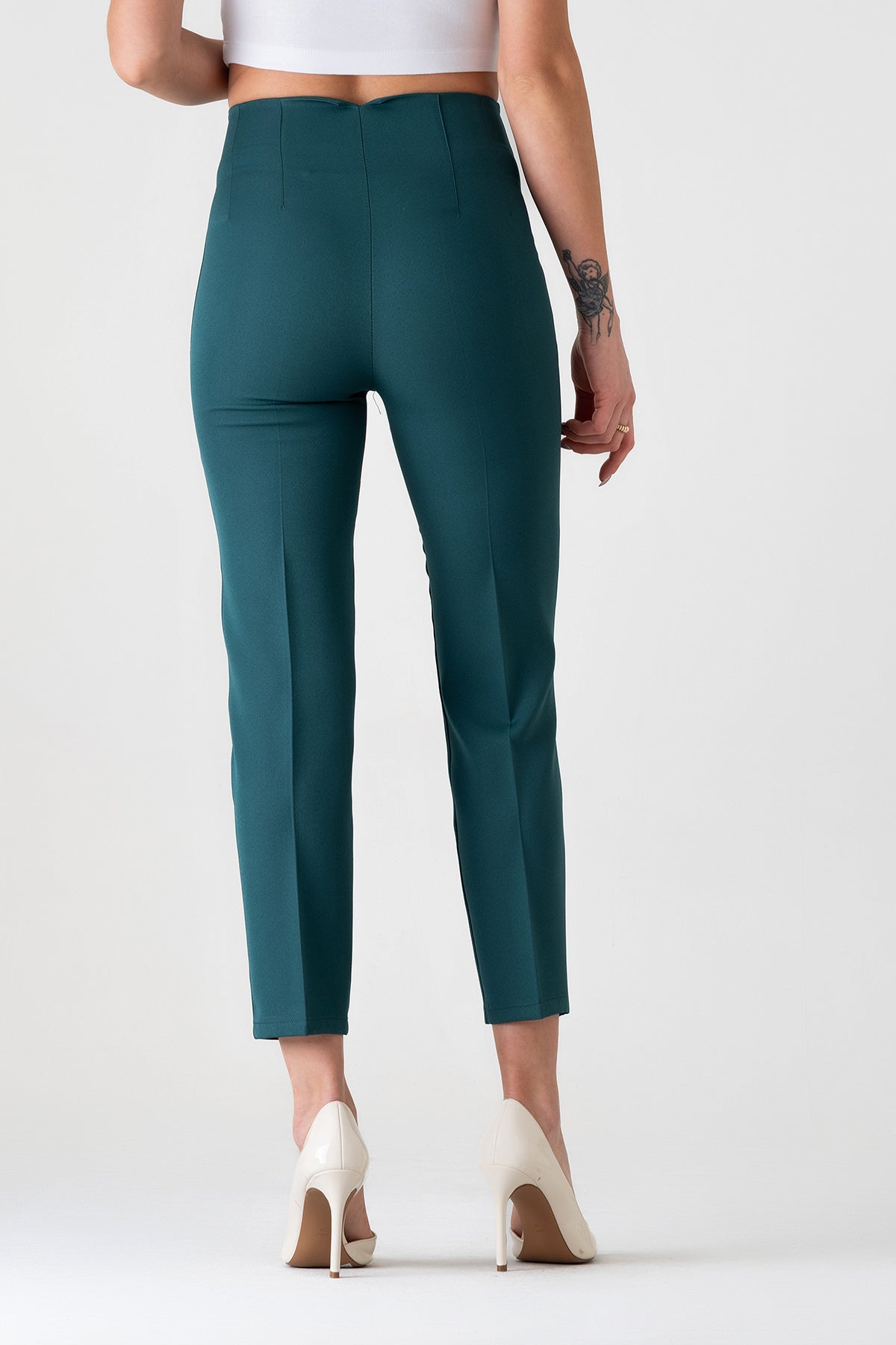 Bügelfaltenhose Damen Hose Elegant Slim Fit Stretch mit V-Detail