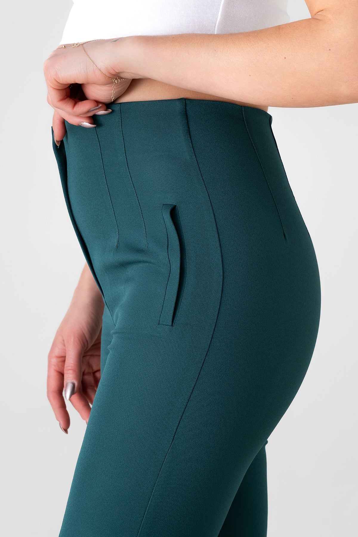 Bügelfaltenhose Damen Hose Elegant Slim Fit Stretch mit V-Detail