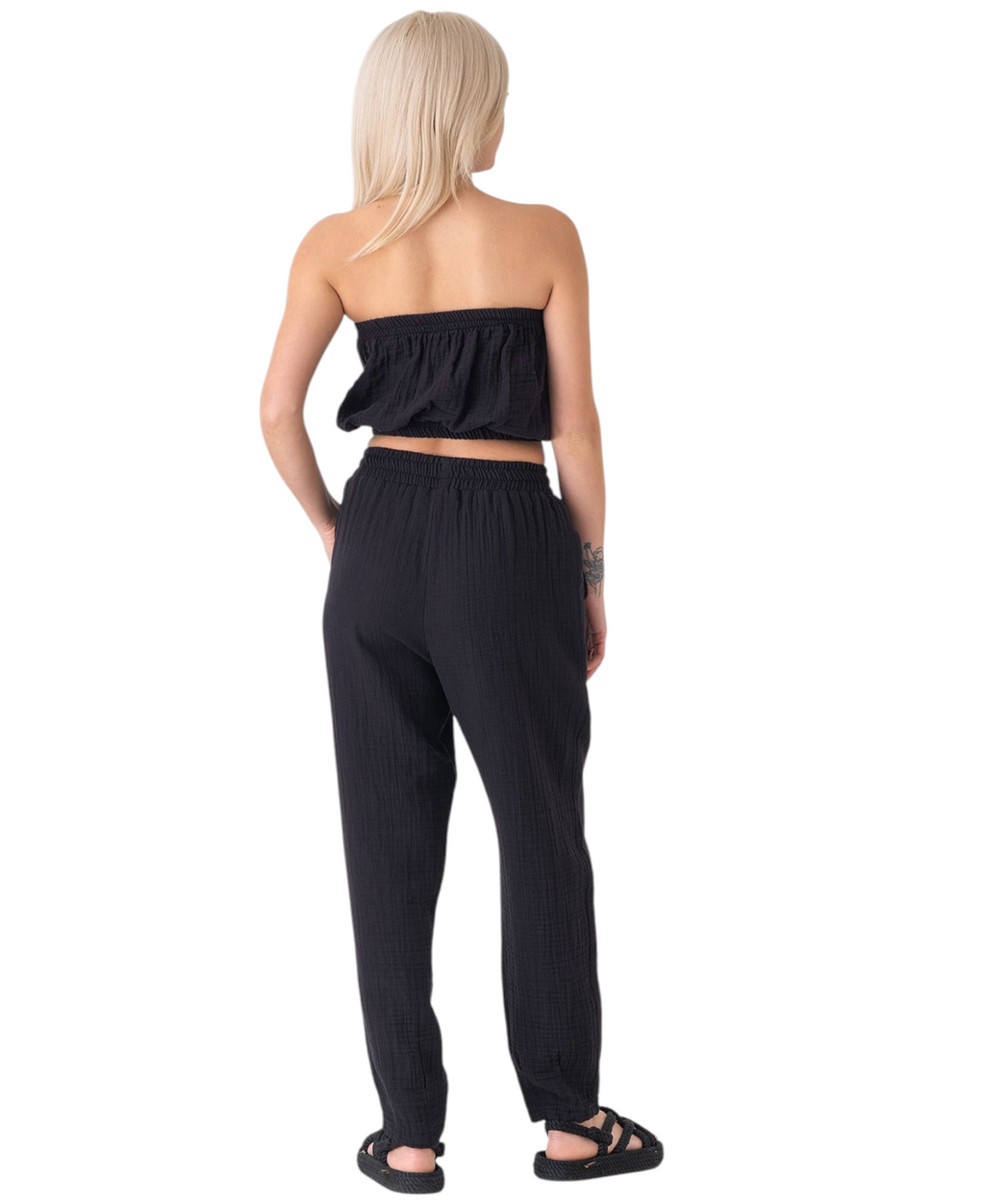 Schlupfhose Musselin Sommerhose, 100 % Baumwolle, elastischer Bund, Knöchellänge