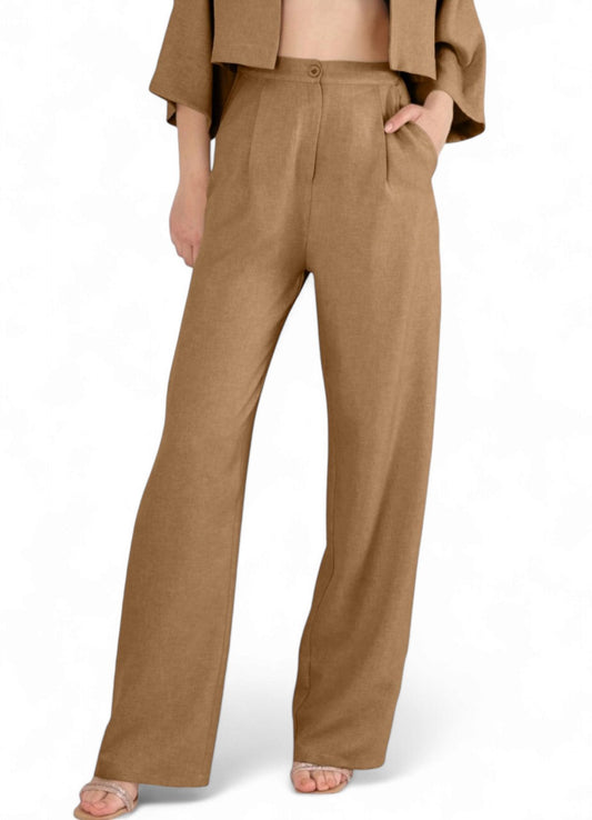 Palazzohose Damen Hose in Leinenoptik – elegant Weites Bein