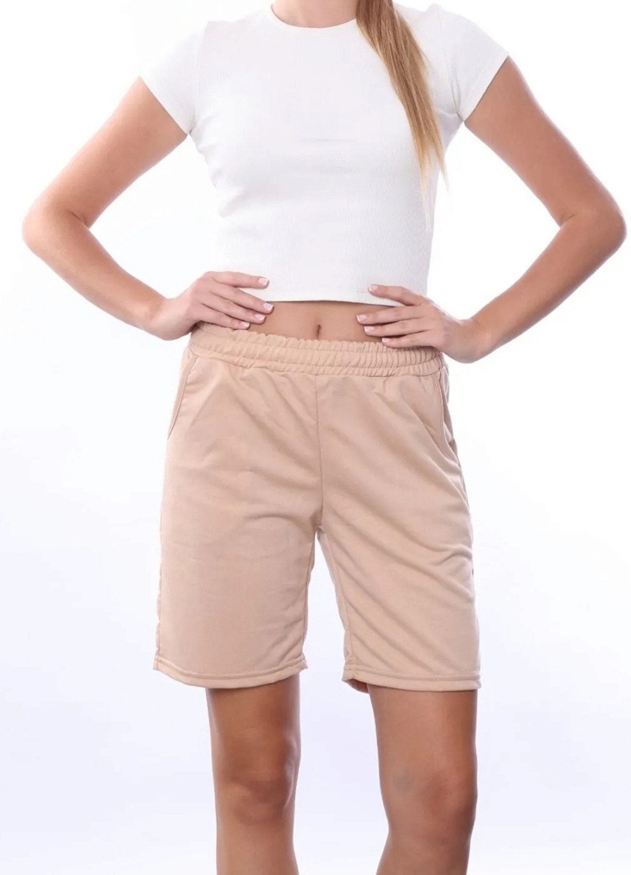 Shorts kurze Hose Damen Jogger Pants mit Kordelzug und elastischem Bund
