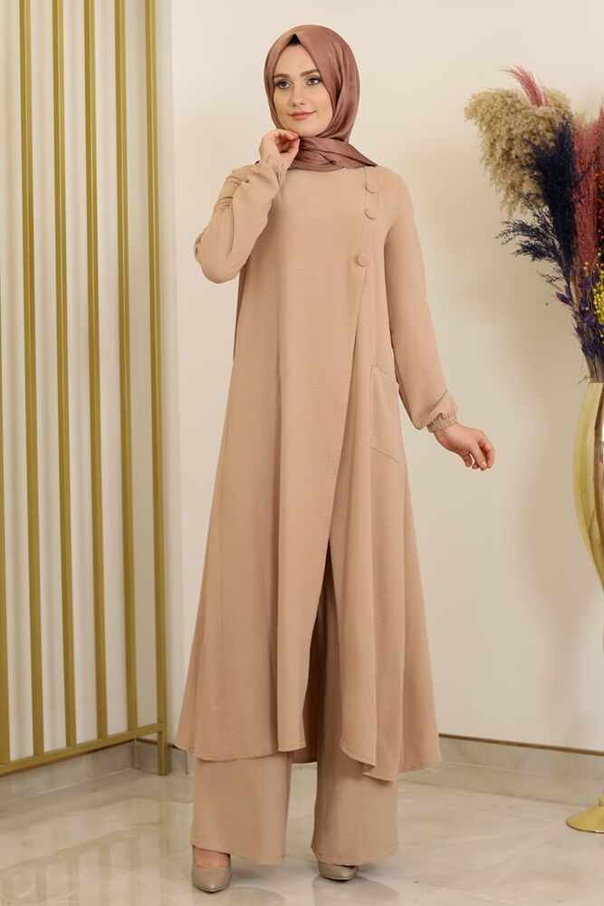 Longtunika Eleganter Damen Zweiteiler mit weiter Hose – Hijab Modest Fashion