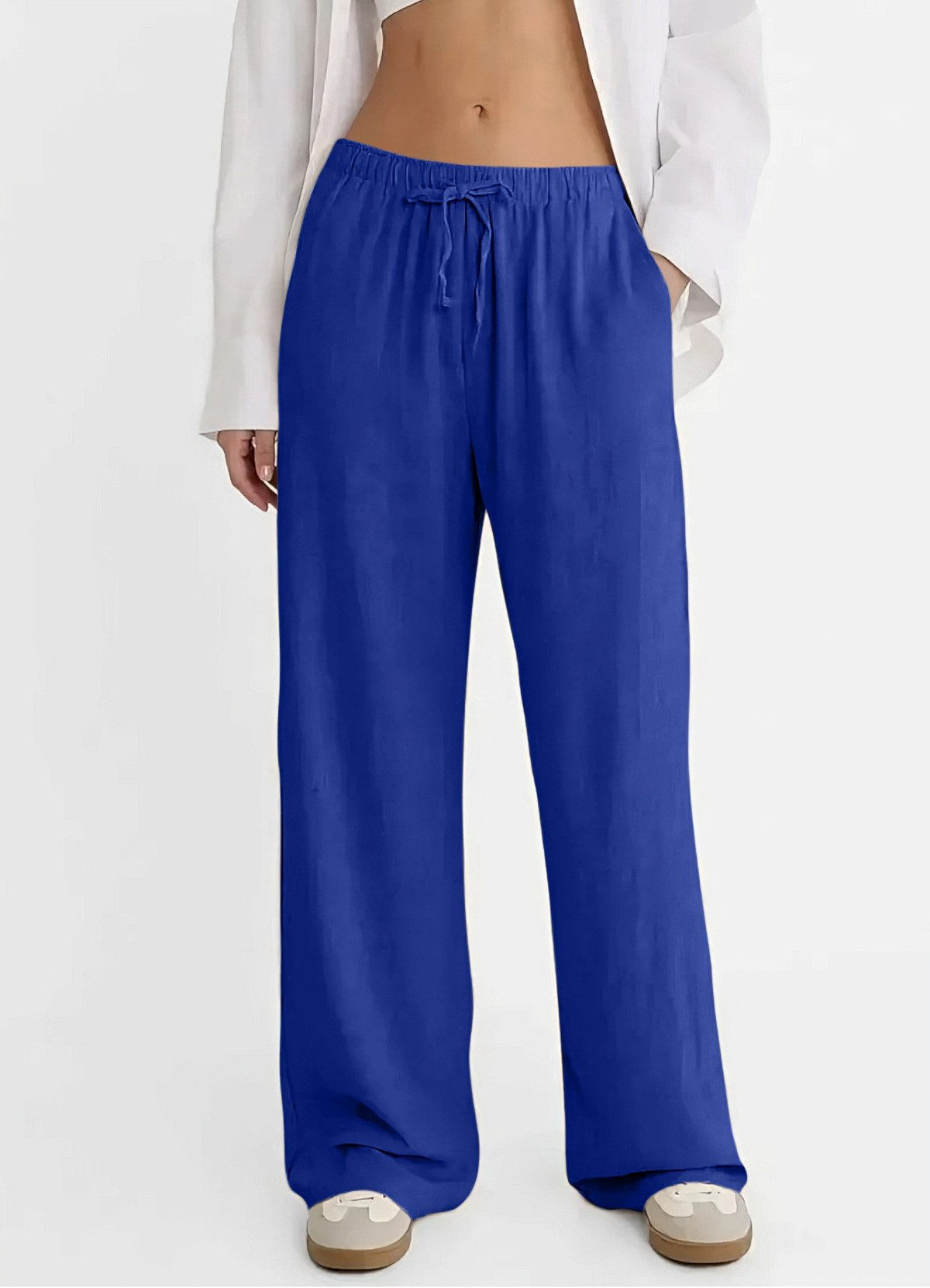 Leinenhose Bequeme Hose mit elastischem Bund und weitem Bein
