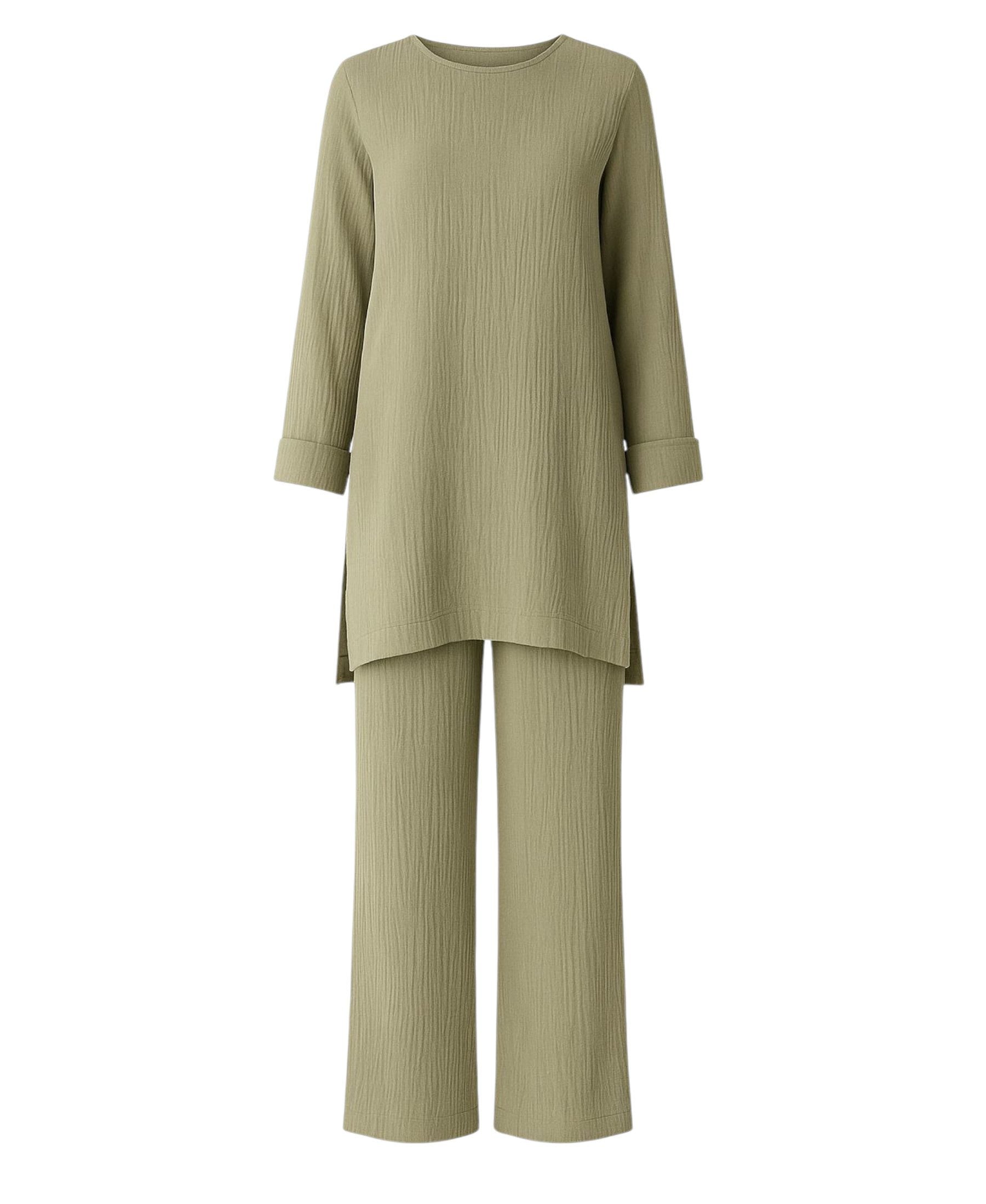 Hosenanzug – Tunika Set aus Musselin, 100 % Baumwolle, Modest Fashion