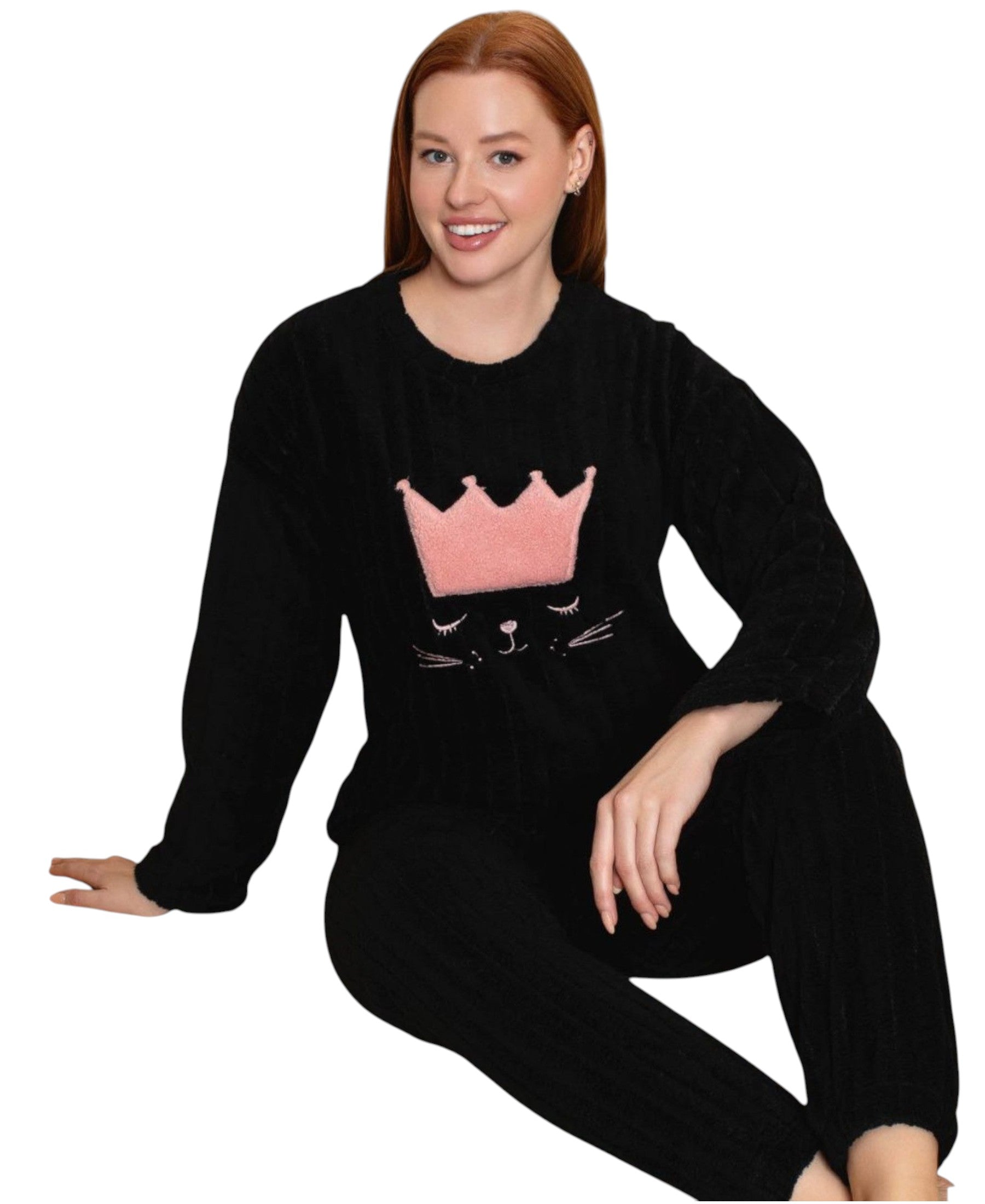 Hausanzug Plüsch Pyjama Damen Winter Schlafanzug 4 Designs