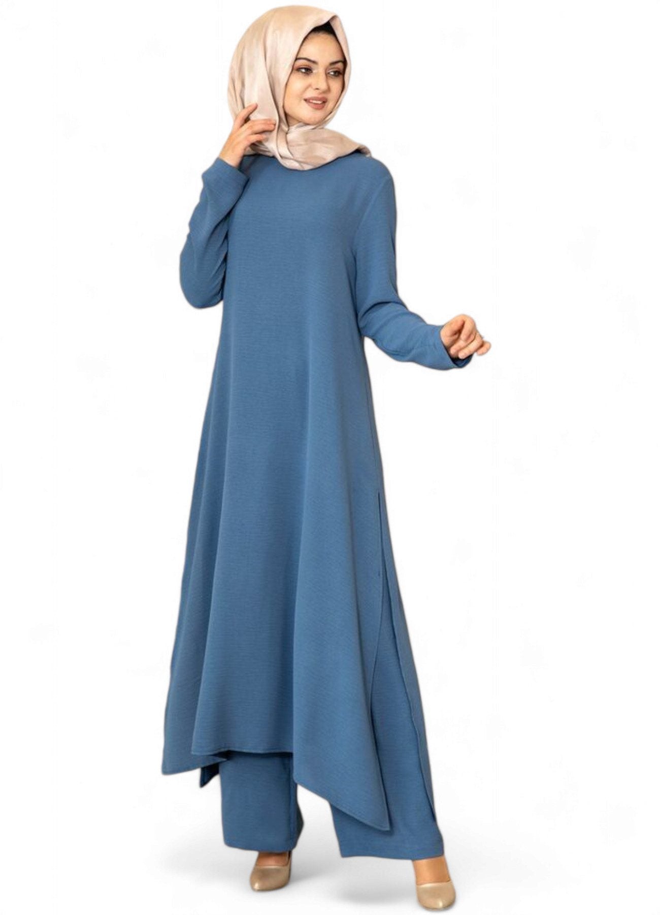 Longtunika Damen Zweiteiler Set - Tunika & Palazzo-Hose Modest Fashion