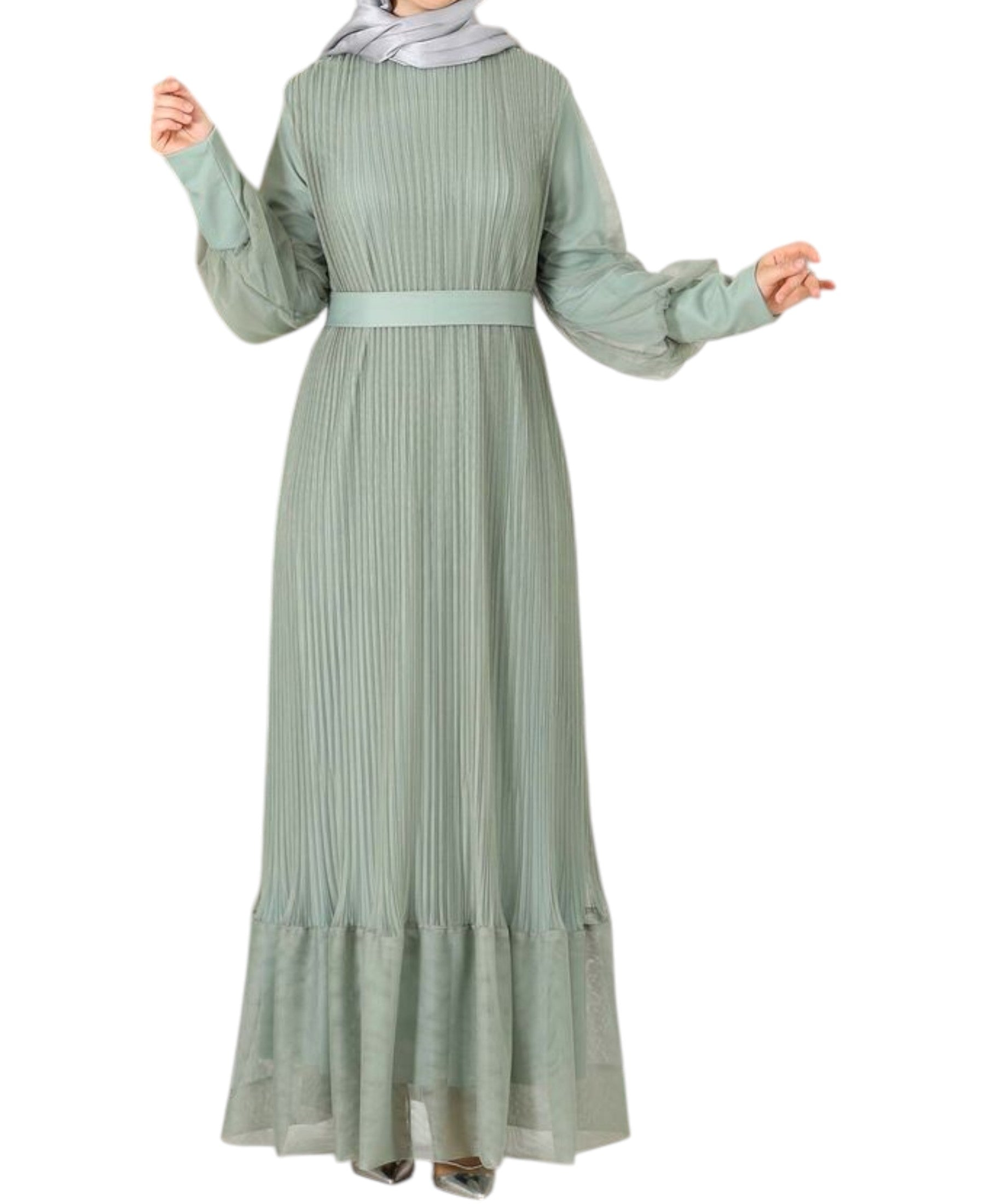 Abendkleid Maxikleid mit Faltendetail – Abaya Hijab Mode Modest Fashion