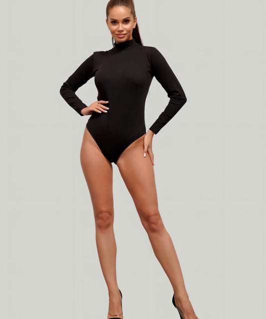 Langarmbody Damen mit Halbkragen – Eleganter Bodysuit mit Hakenverschluss