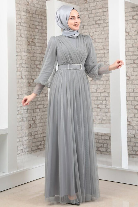 Maxikleid Damen Kleid aus Tüll - Abiye Abaya - Modest Fashion