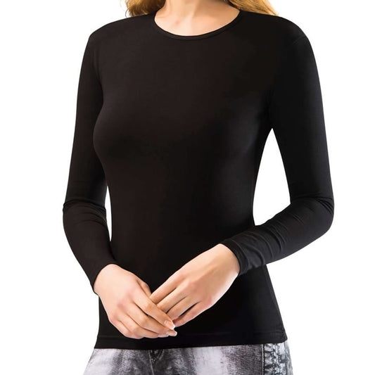 Langarmshirt 2er Pack Damen Basic Top mit Rundhalsausschnitt - Top einfarbig