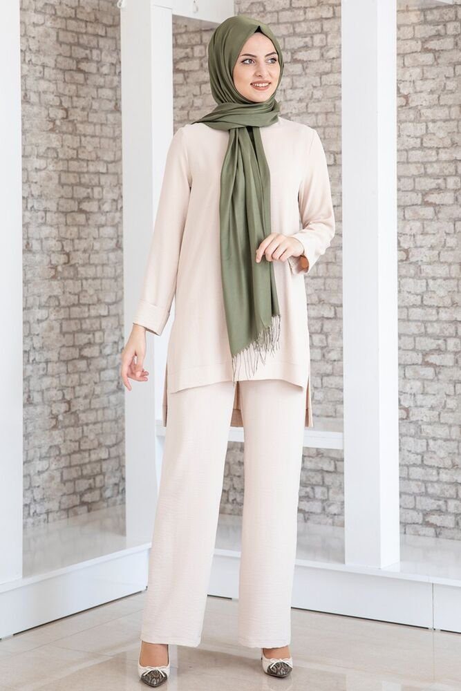 Longtunika Damen Zweiteiler Set - Langärmlige Tunika und Hose - Modest Fashion