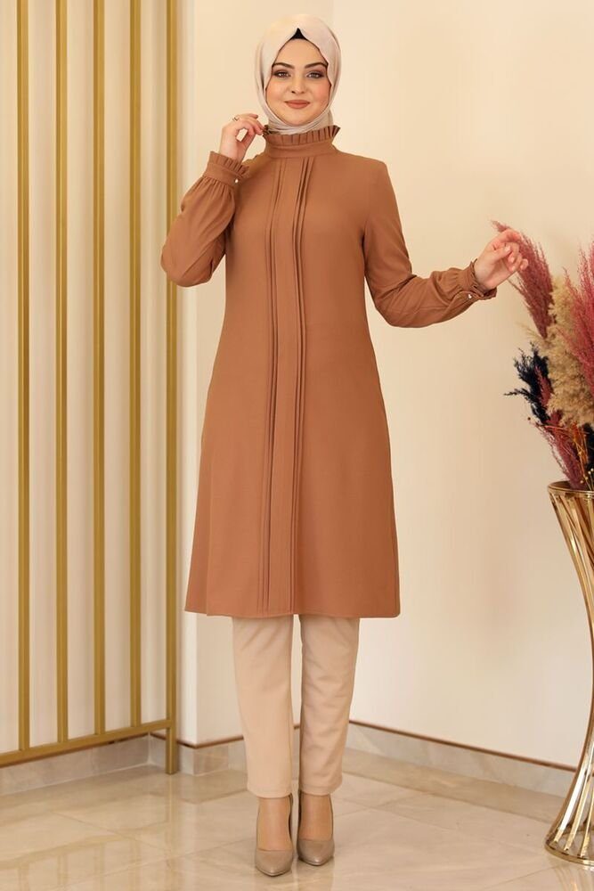 Longtunika Damen Tunika gerippte lange Hijab Tunika Modest (NERVÜRLÜ TUNIK)