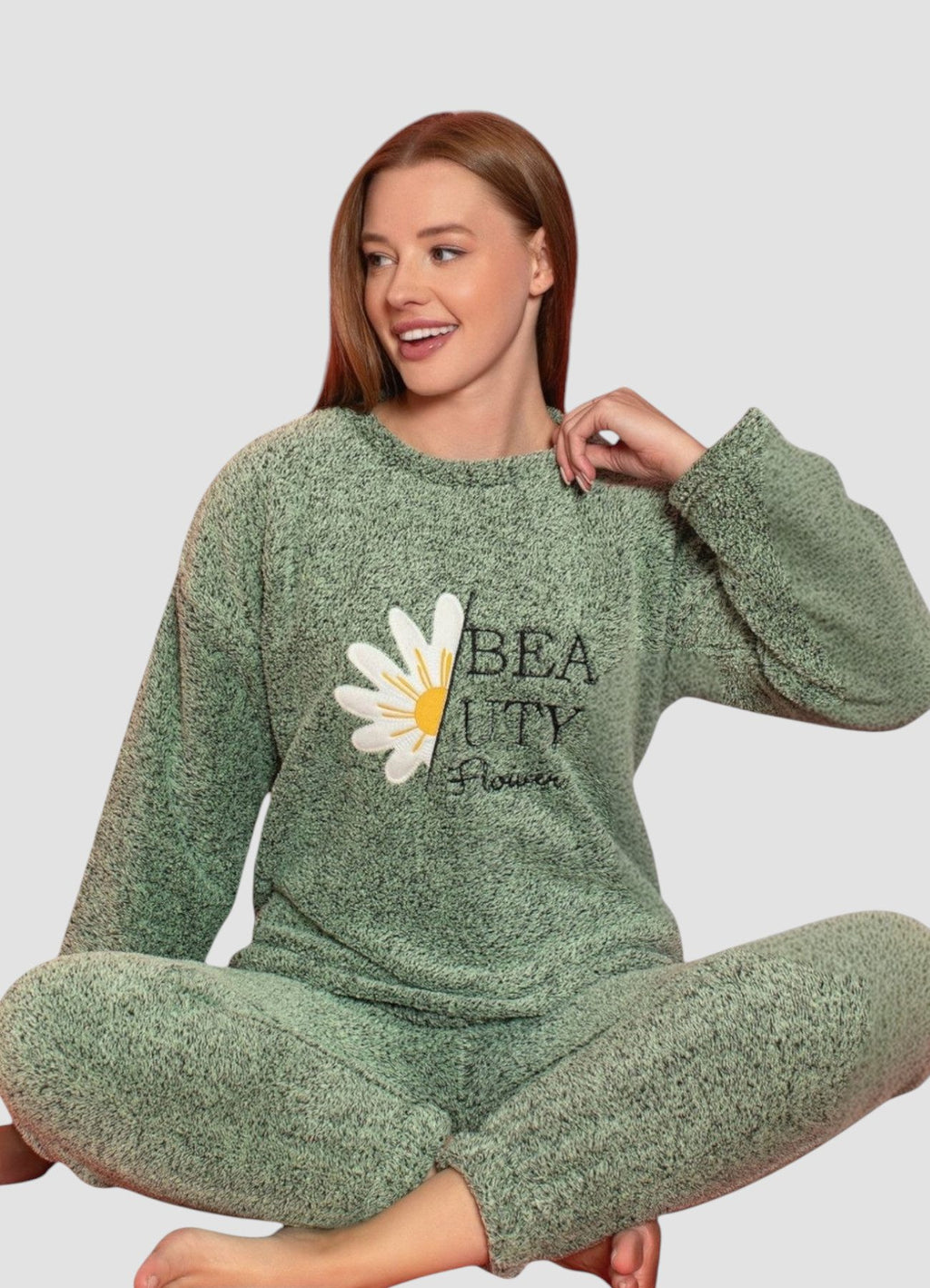 Hausanzug Plüsch Pyjama Damen Winter Schlafanzug 4 Designs