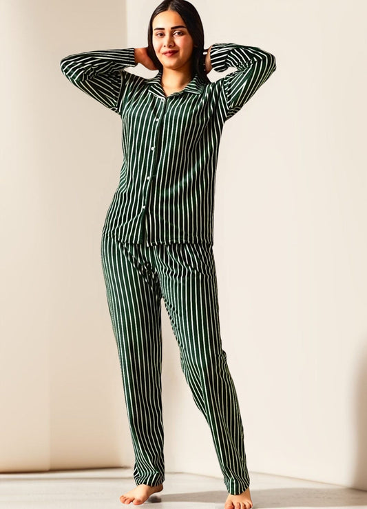 Pyjama Damen Schlafanzug Set langärmelig 100% Samt-Baumwolle