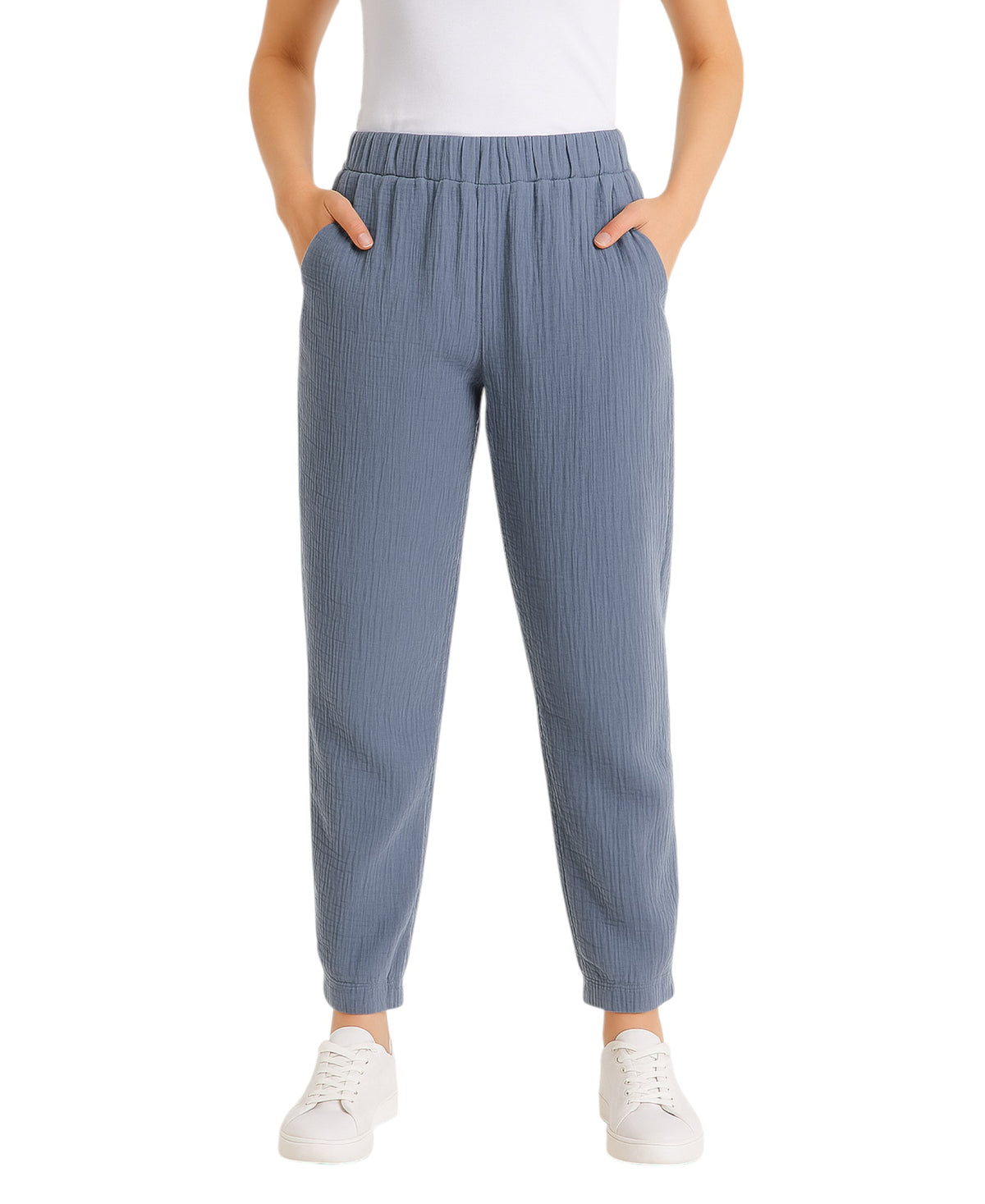 Schlupfhose Damen Musselin Hose 100% Baumwolle – Freizeithose