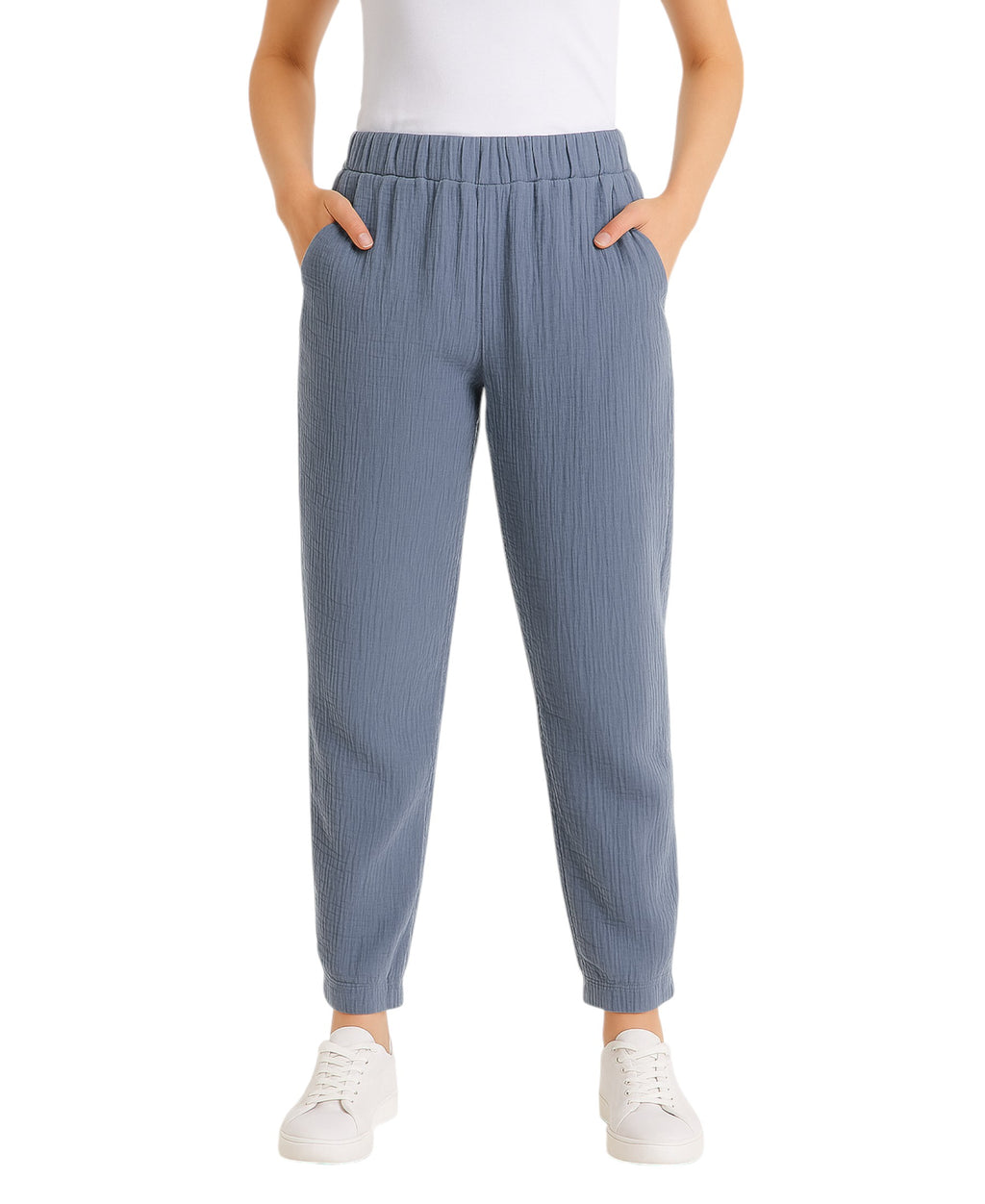 Schlupfhose Damen Musselin Hose 100% Baumwolle – Freizeithose