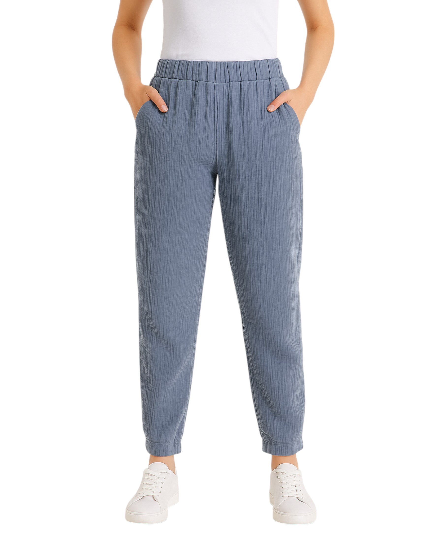 Schlupfhose Damen Musselin Hose 100% Baumwolle – Freizeithose