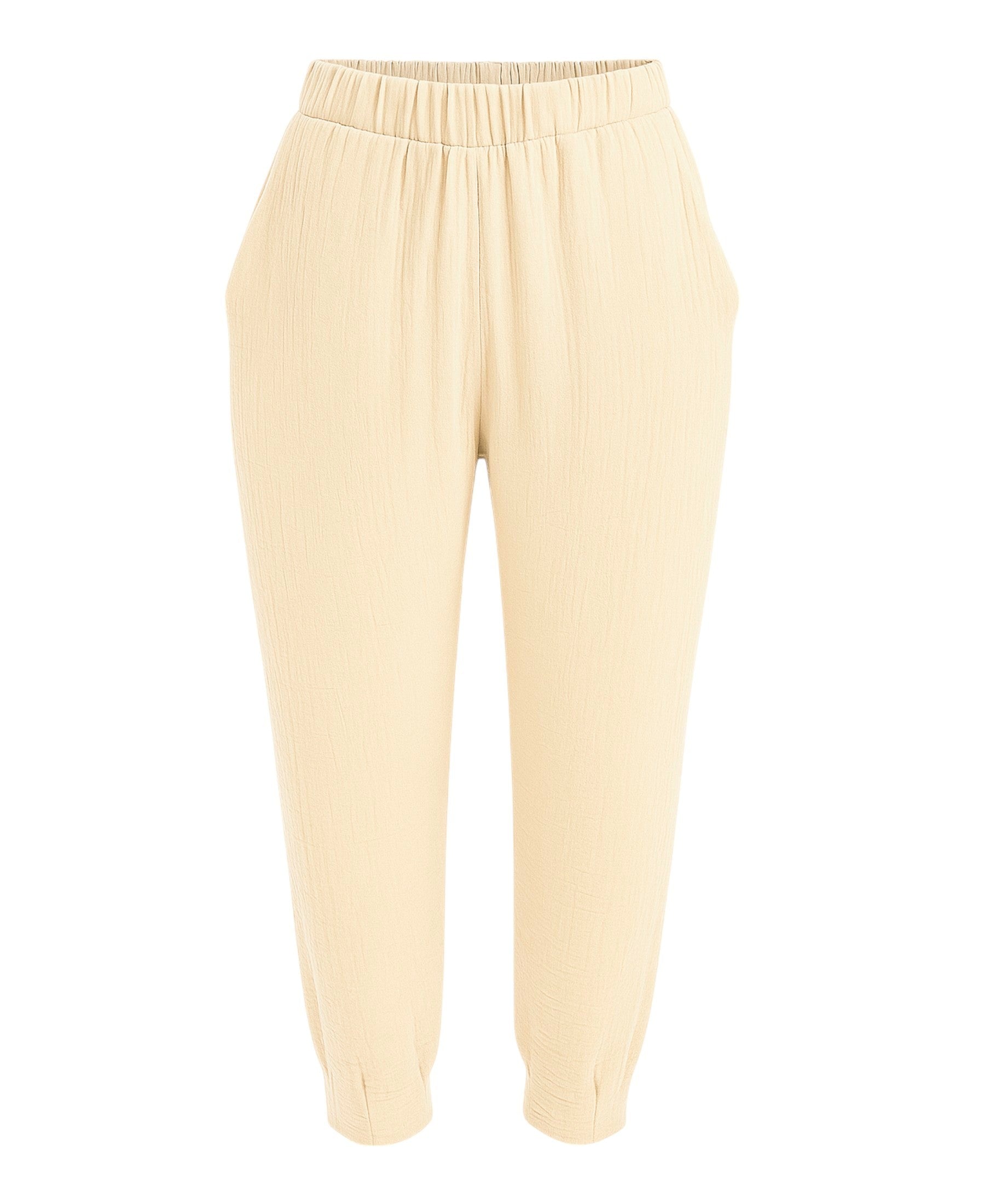 Schlupfhose Damen Musselin Hose 100% Baumwolle – Freizeithose