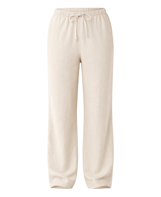 Leinenhose Damen mit Kordelzug, Stoffhose aus hochwertigem Leinenmix