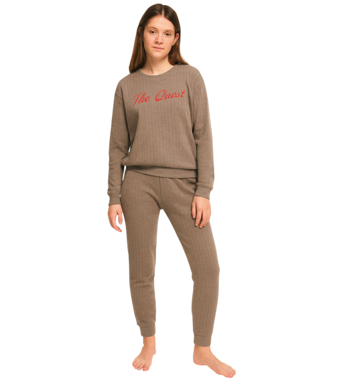 Hausanzug Damen Pyjama Set aus 100 % Baumwolle – Weich, Bequem