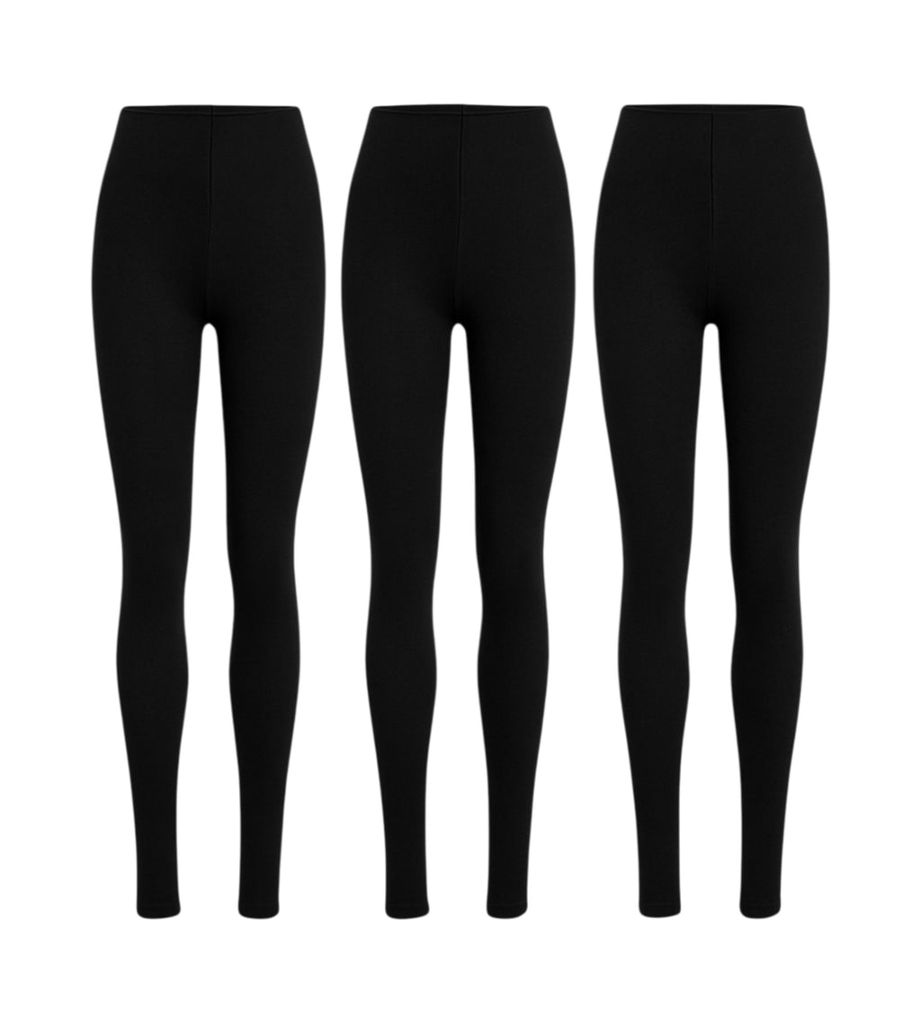 Thermoleggings Damen 3er Pack – Gefütterte lange Unterhose Schwarz Einheitsgröße schwarz