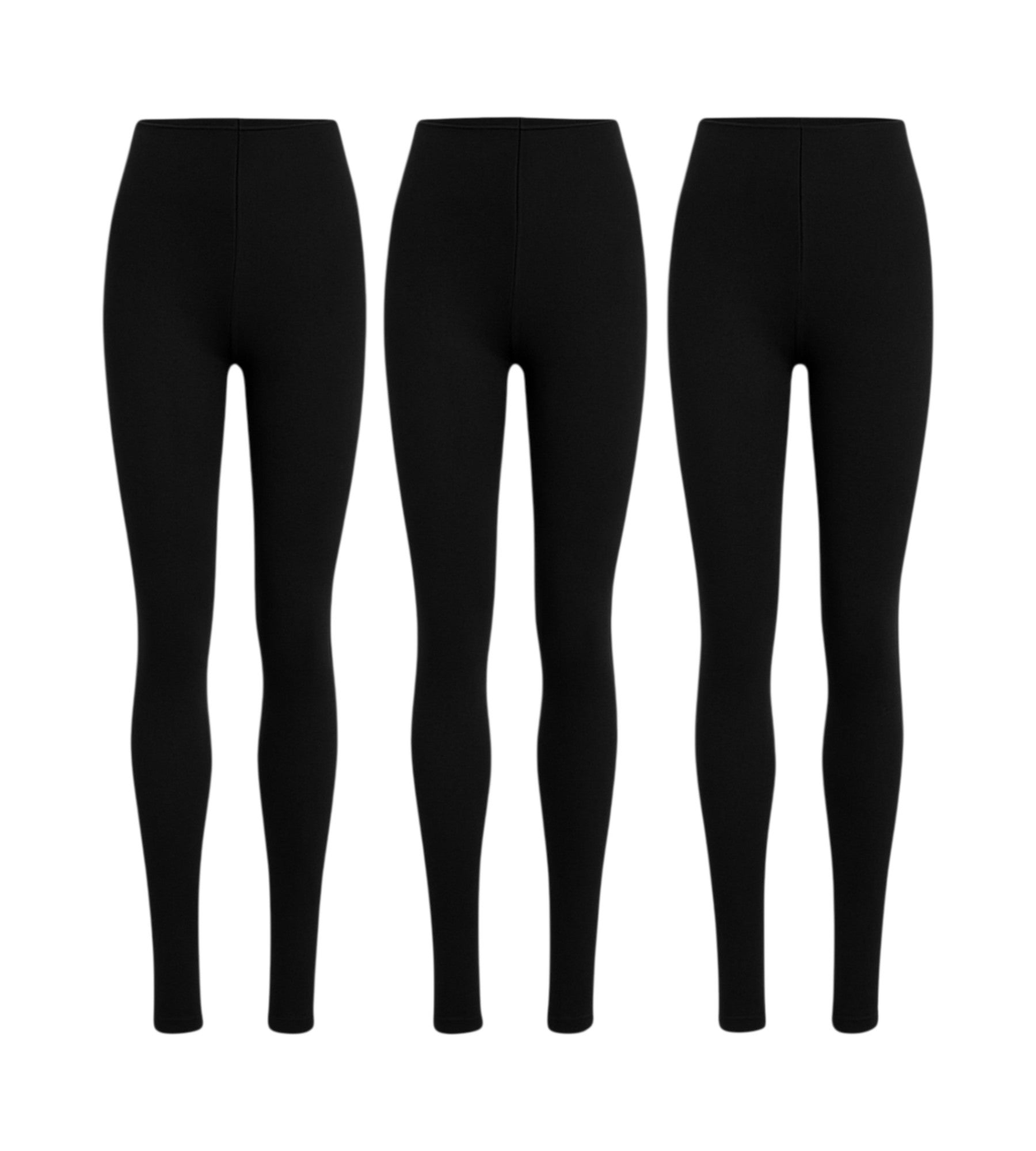 Thermoleggings Damen 3er Pack – Gefütterte lange Unterhose Schwarz Einheitsgröße schwarz