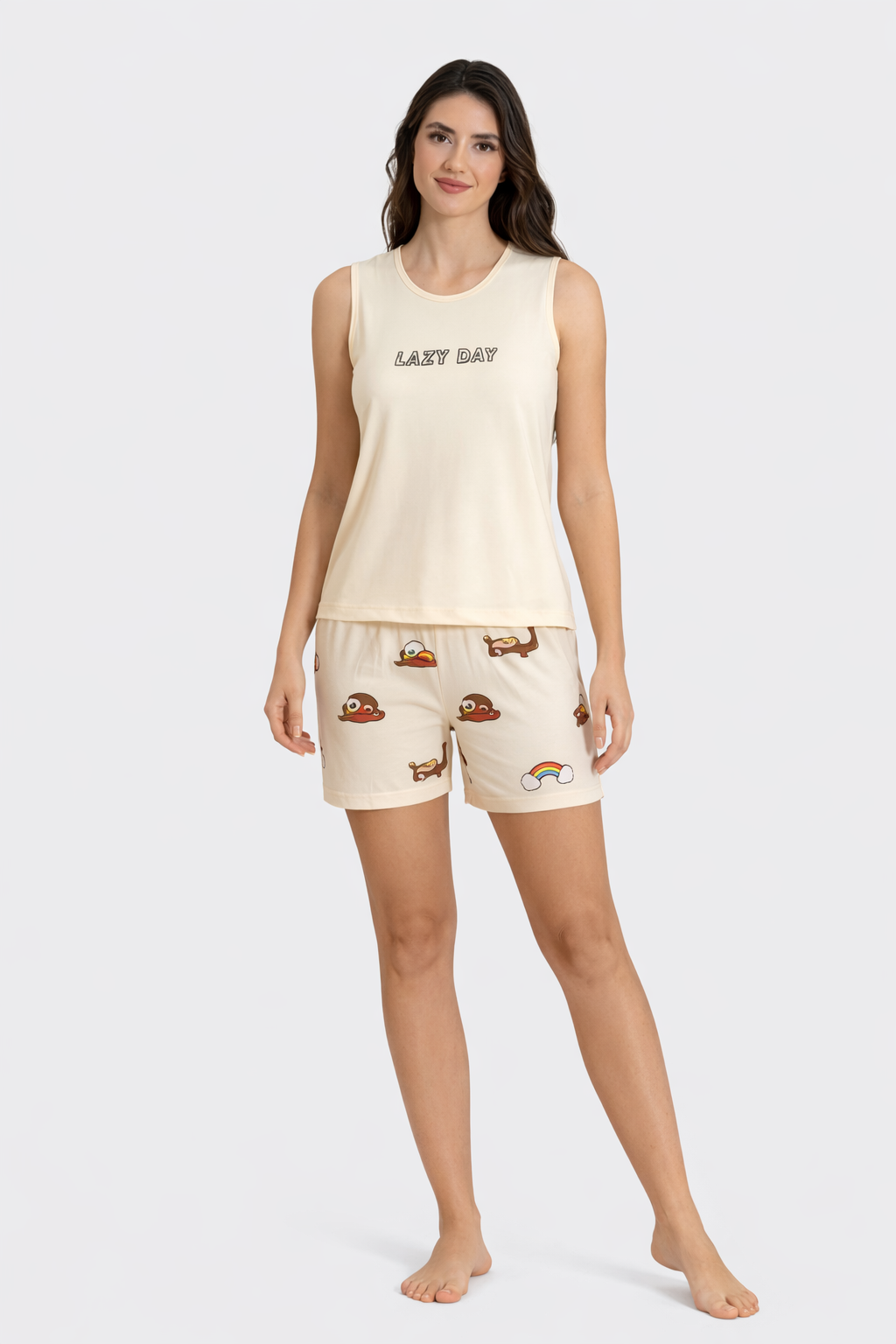 Pyjama Damen Hausanzug – Sommerlicher Schlafanzug mit Shorts & Shirt, 4 Designs